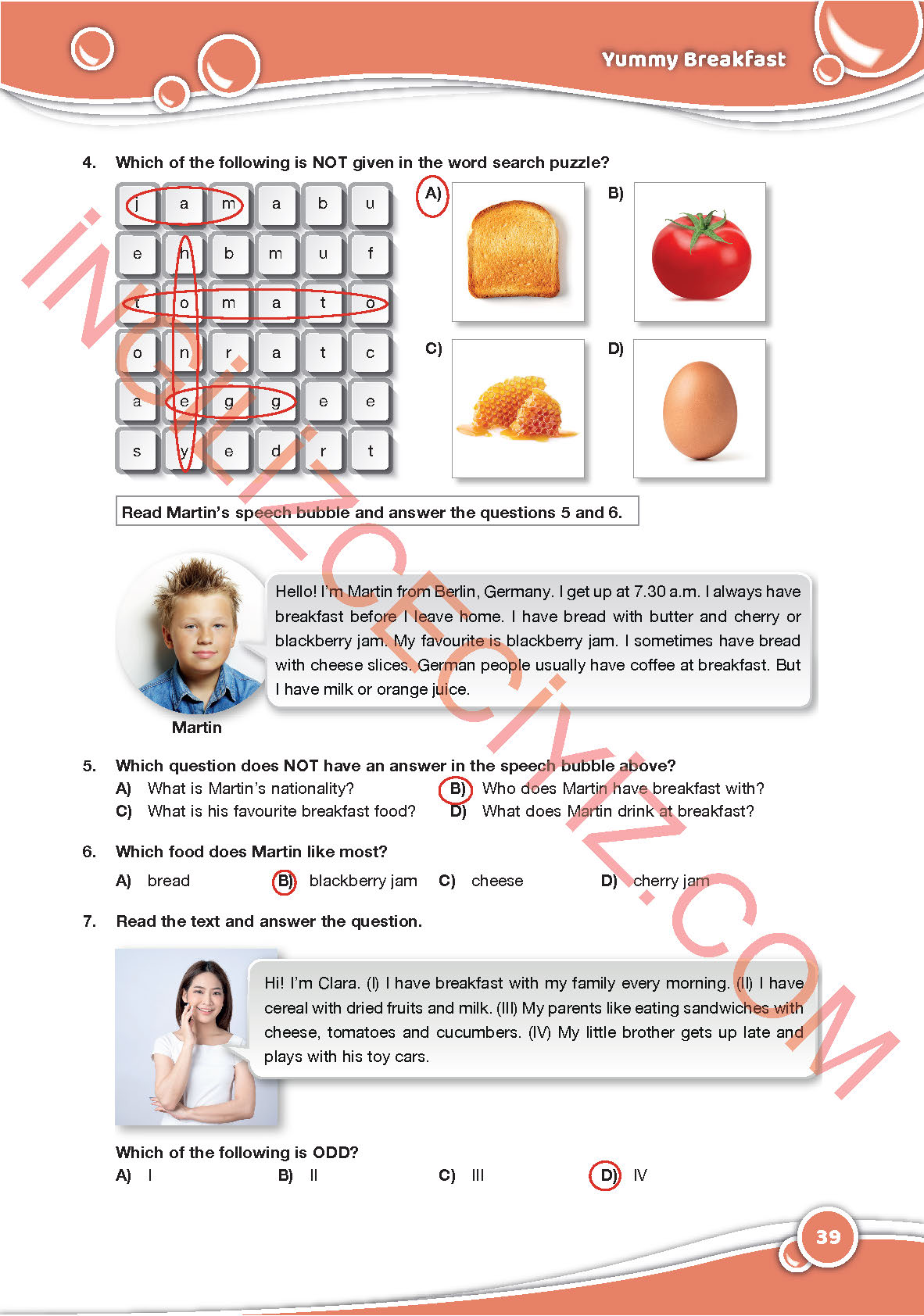 6. Sınıf Özgün Yayınları İngilizce Ders Kitabı Sayfa 39 Cevapları
