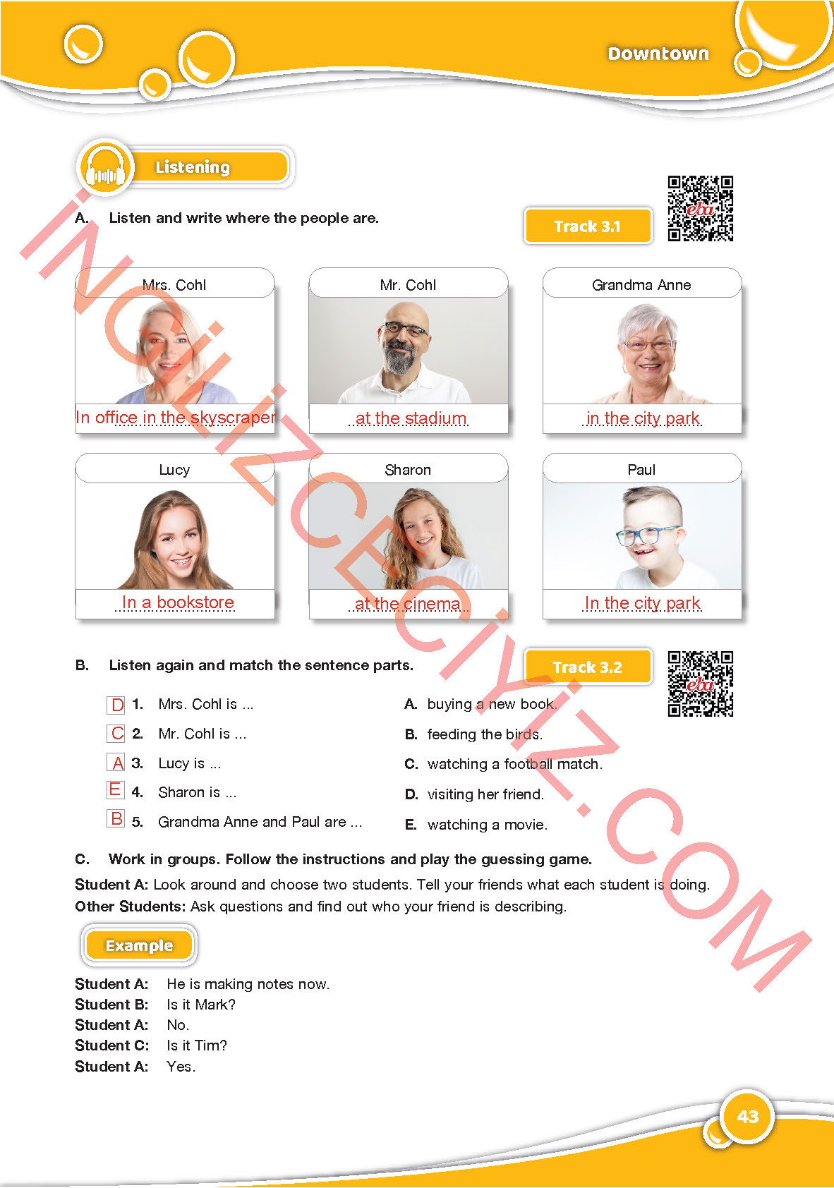 6. Sınıf Özgün Yayınları İngilizce Ders Kitabı Sayfa 43 Cevapları