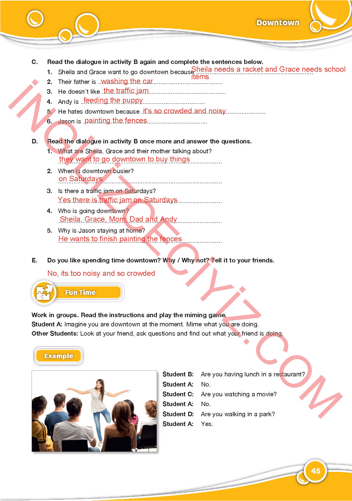 6. Sınıf Özgün Yayınları İngilizce Ders Kitabı Sayfa 45 Cevapları