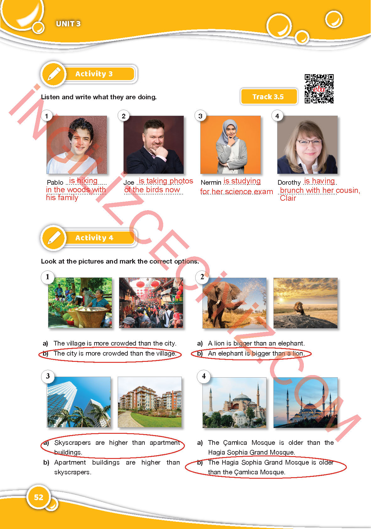 6. Sınıf Özgün Yayınları İngilizce Ders Kitabı Sayfa 52 Cevapları