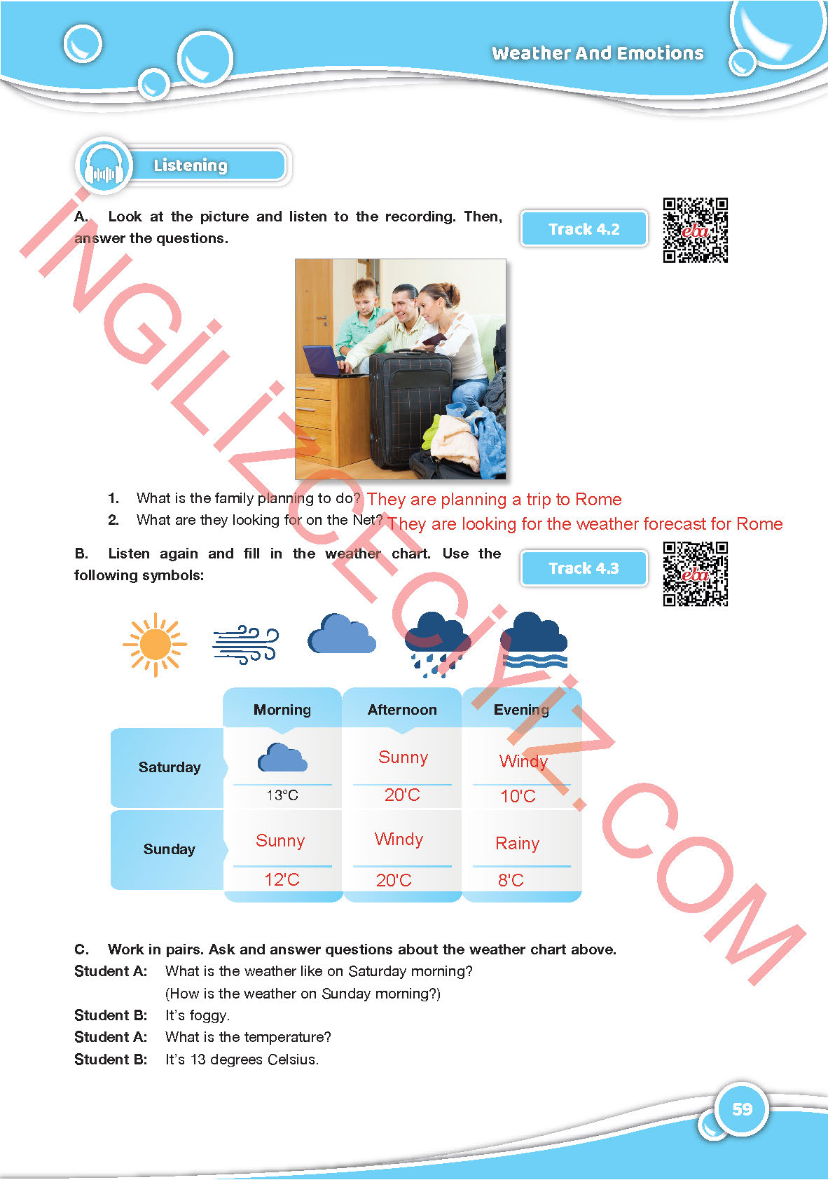 6. Sınıf Özgün Yayınları İngilizce Ders Kitabı Sayfa 59 Cevapları