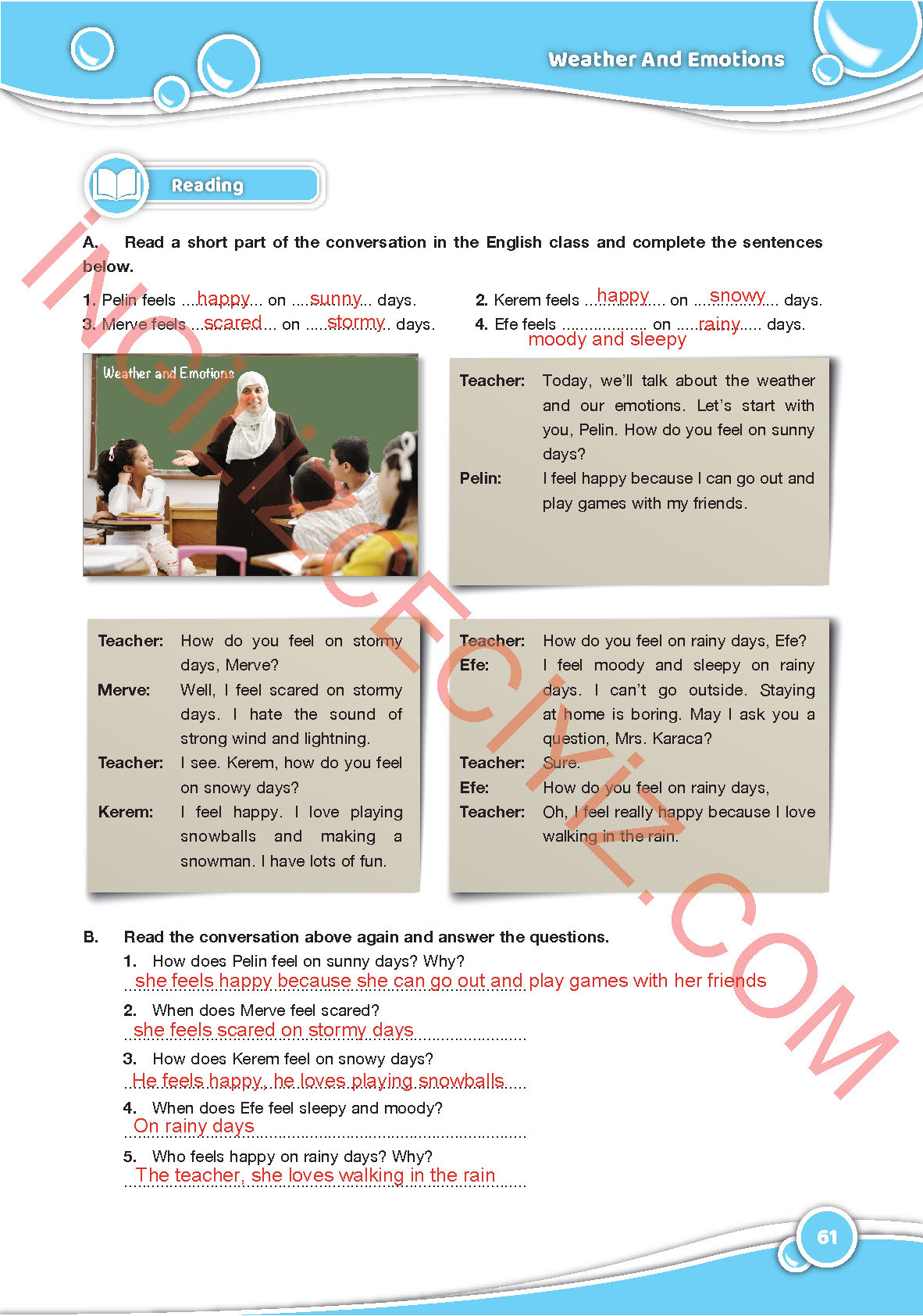 6. Sınıf Özgün Yayınları İngilizce Ders Kitabı Sayfa 61 Cevapları