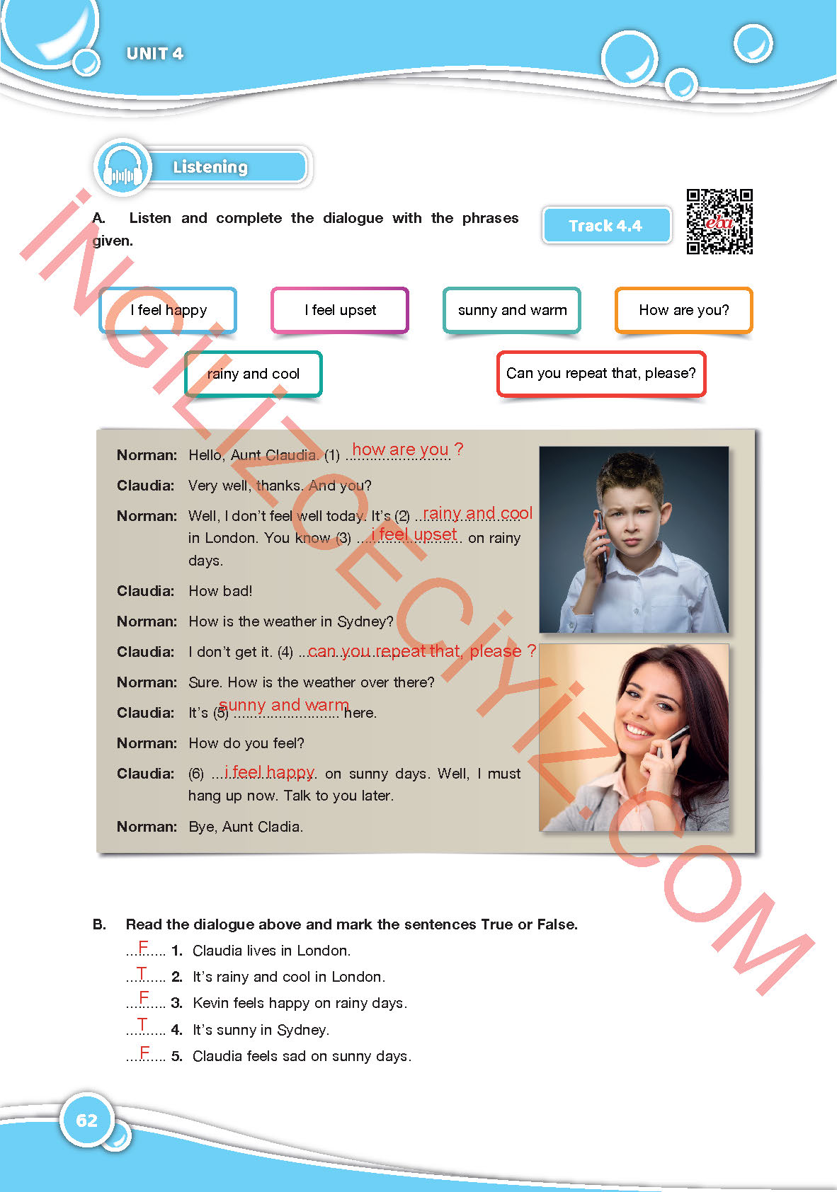 6. Sınıf Özgün Yayınları İngilizce Ders Kitabı Sayfa 62 Cevapları