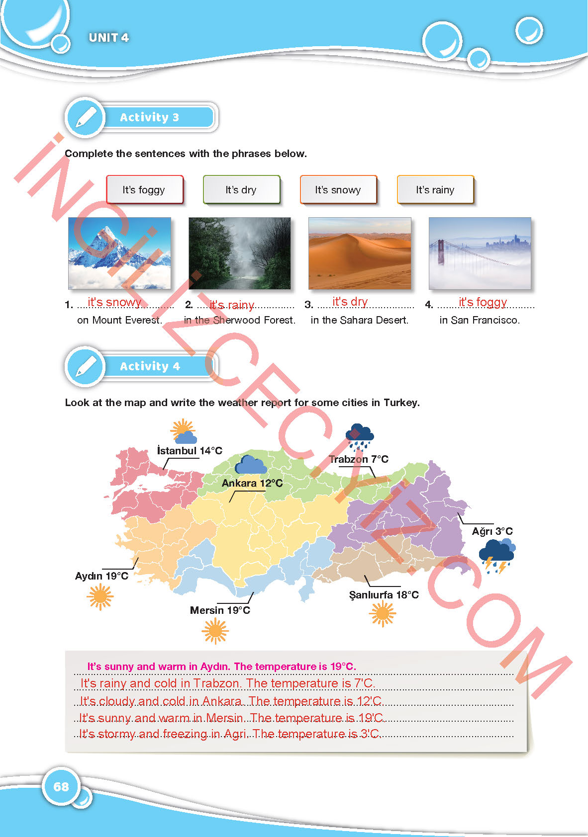 6. Sınıf Özgün Yayınları İngilizce Ders Kitabı Sayfa 68 Cevapları