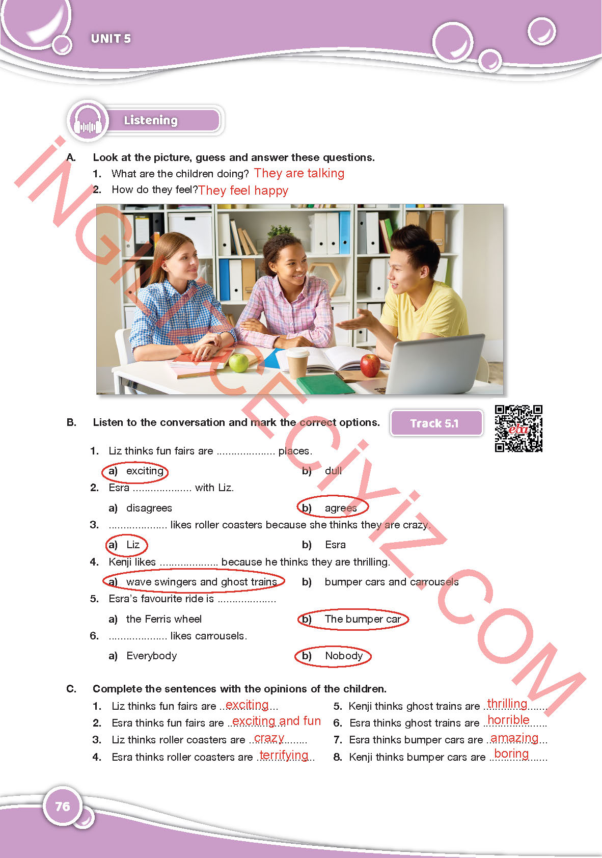 6. Sınıf Özgün Yayınları İngilizce Ders Kitabı Sayfa 76 Cevapları