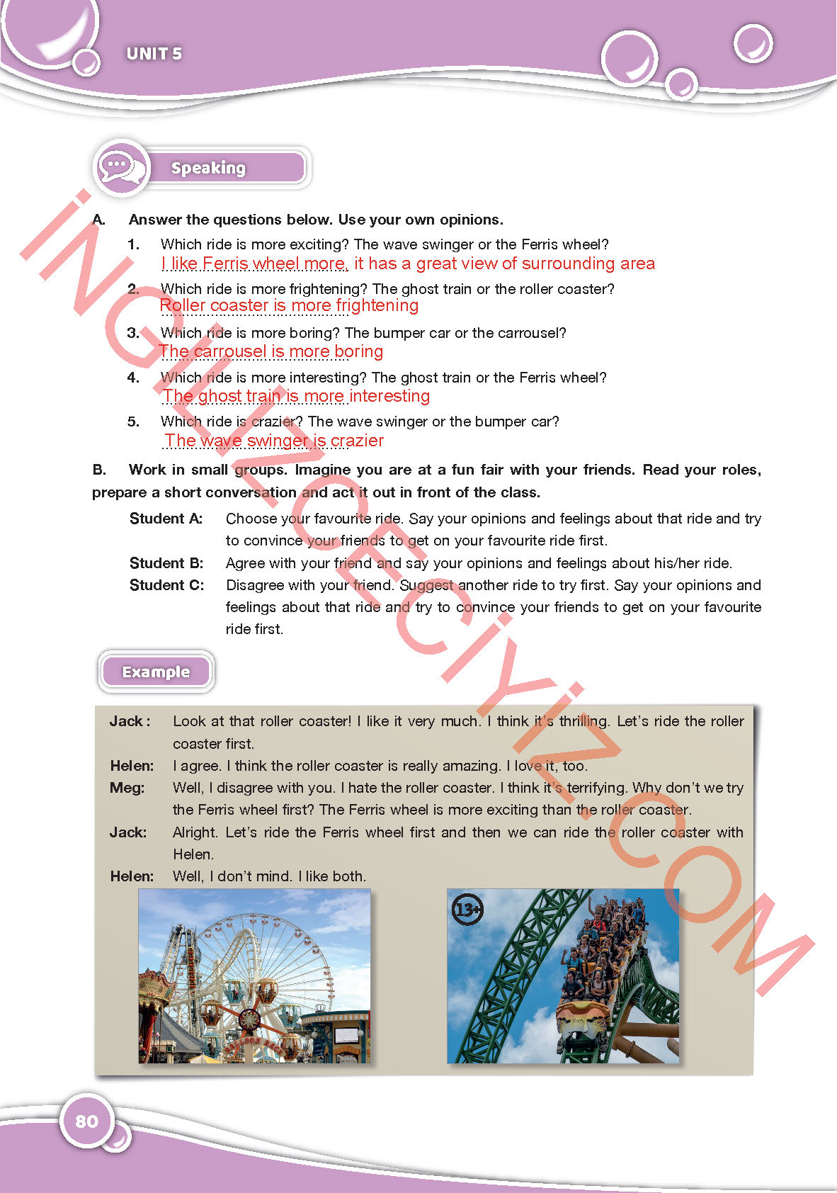 6. Sınıf Özgün Yayınları İngilizce Ders Kitabı Sayfa 80 Cevapları