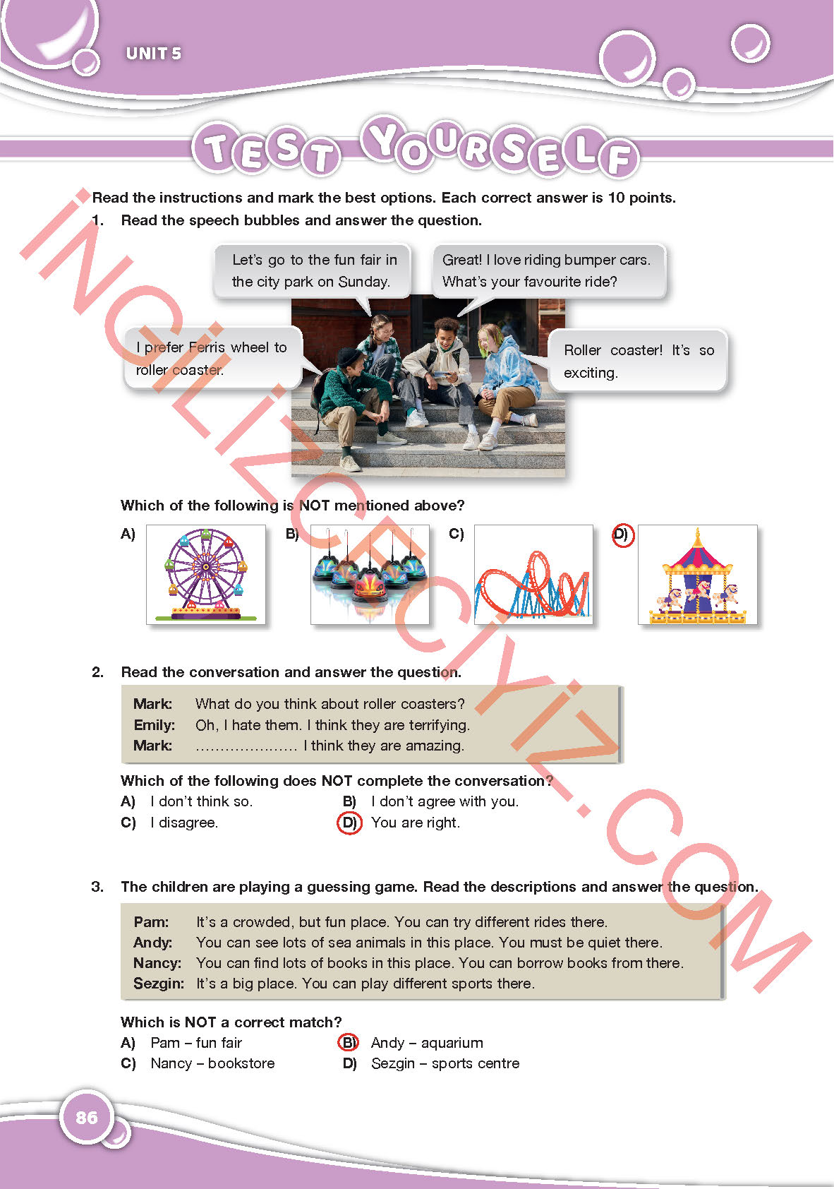 6. Sınıf Özgün Yayınları İngilizce Ders Kitabı Sayfa 86 Cevapları