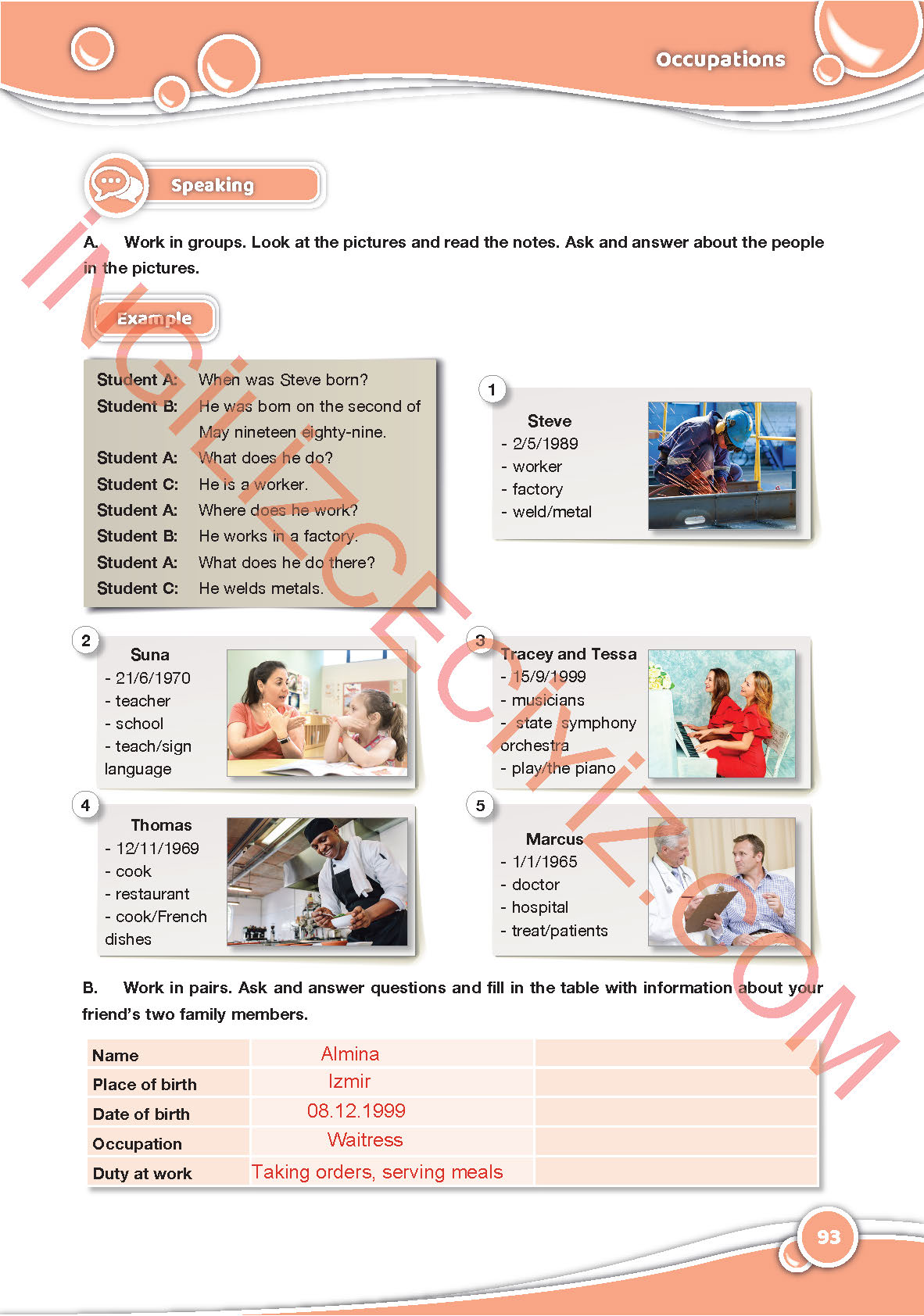 6. Sınıf Özgün Yayınları İngilizce Ders Kitabı Sayfa 93 Cevapları