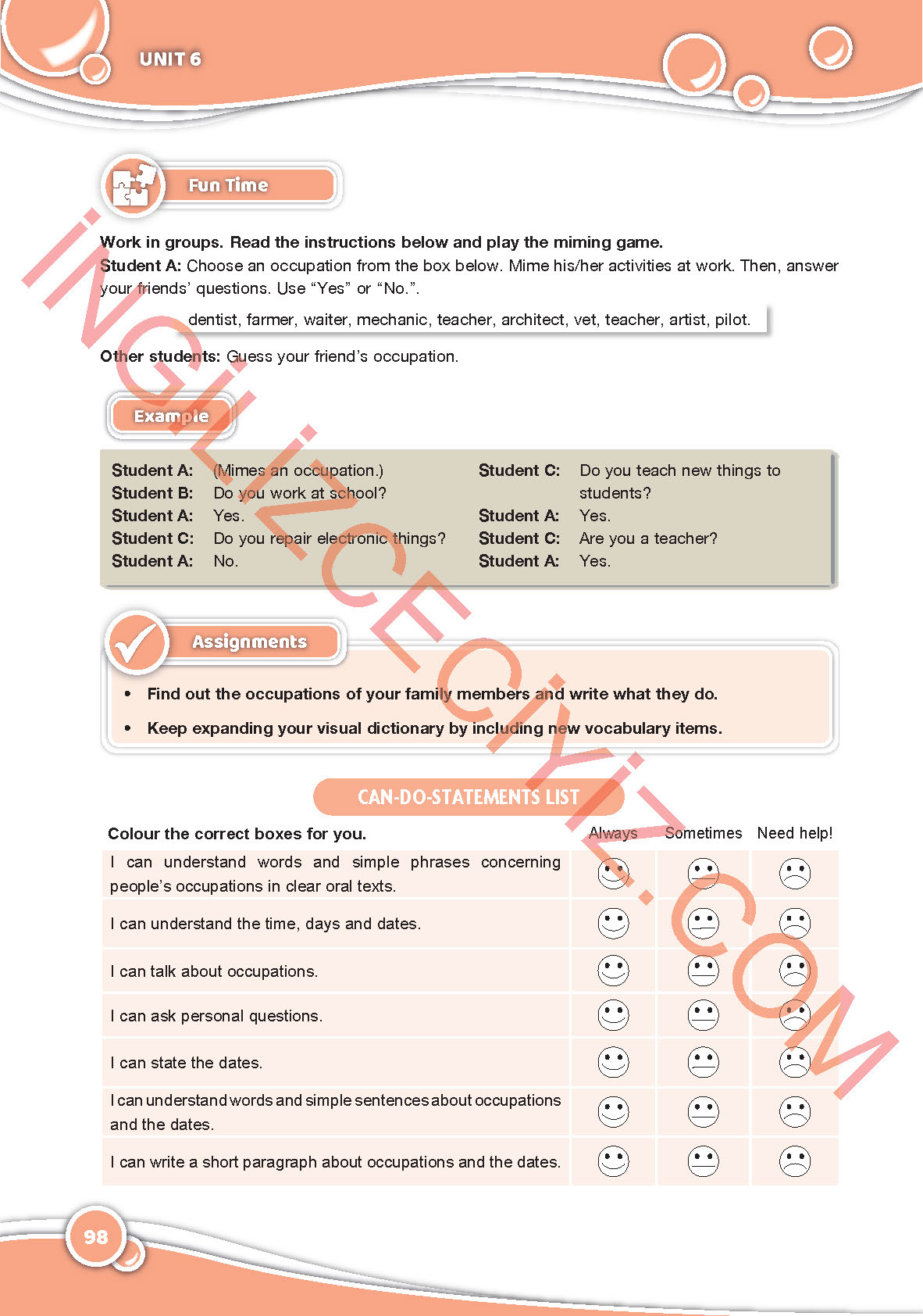 6. Sınıf Özgün Yayınları İngilizce Ders Kitabı Sayfa 98 Cevapları