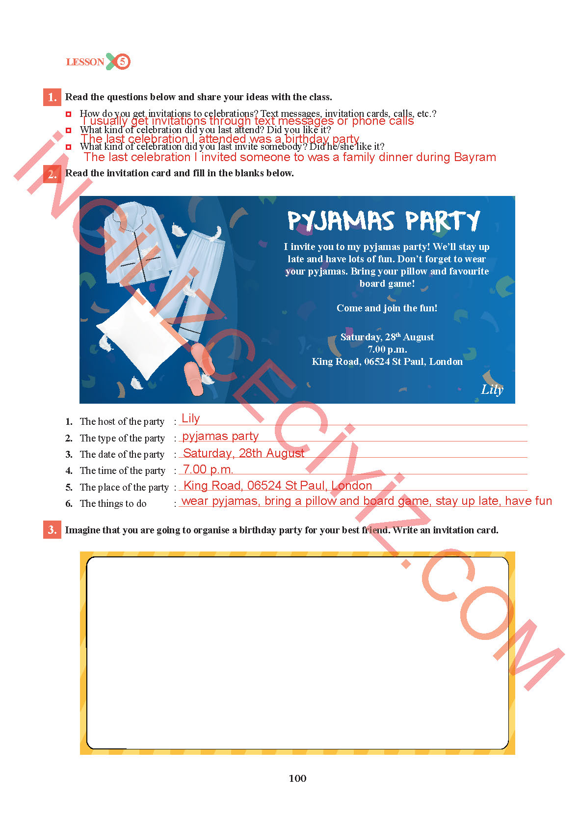 7. Sınıf Sdr İpekyolu Yayınları İngilizce Ders Kitabı Sayfa 100 Cevapları