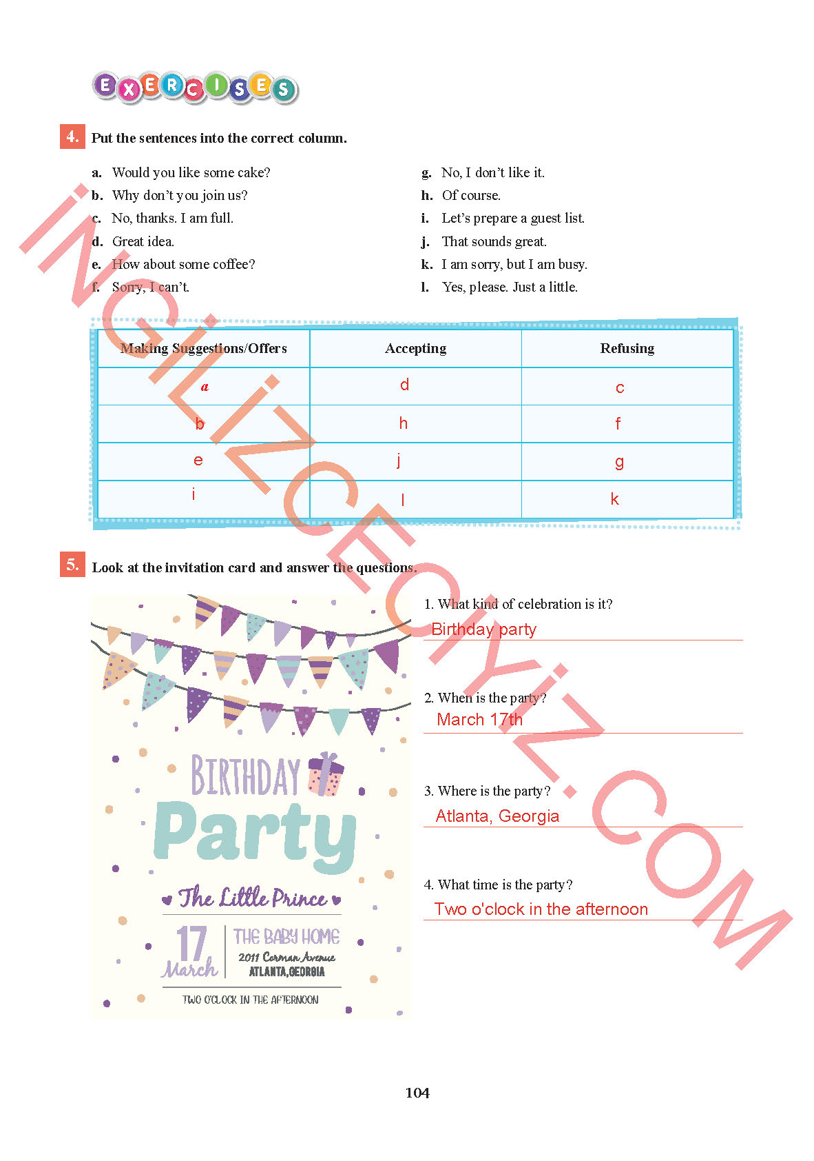 7. Sınıf Sdr İpekyolu Yayınları İngilizce Ders Kitabı Sayfa 104 Cevapları