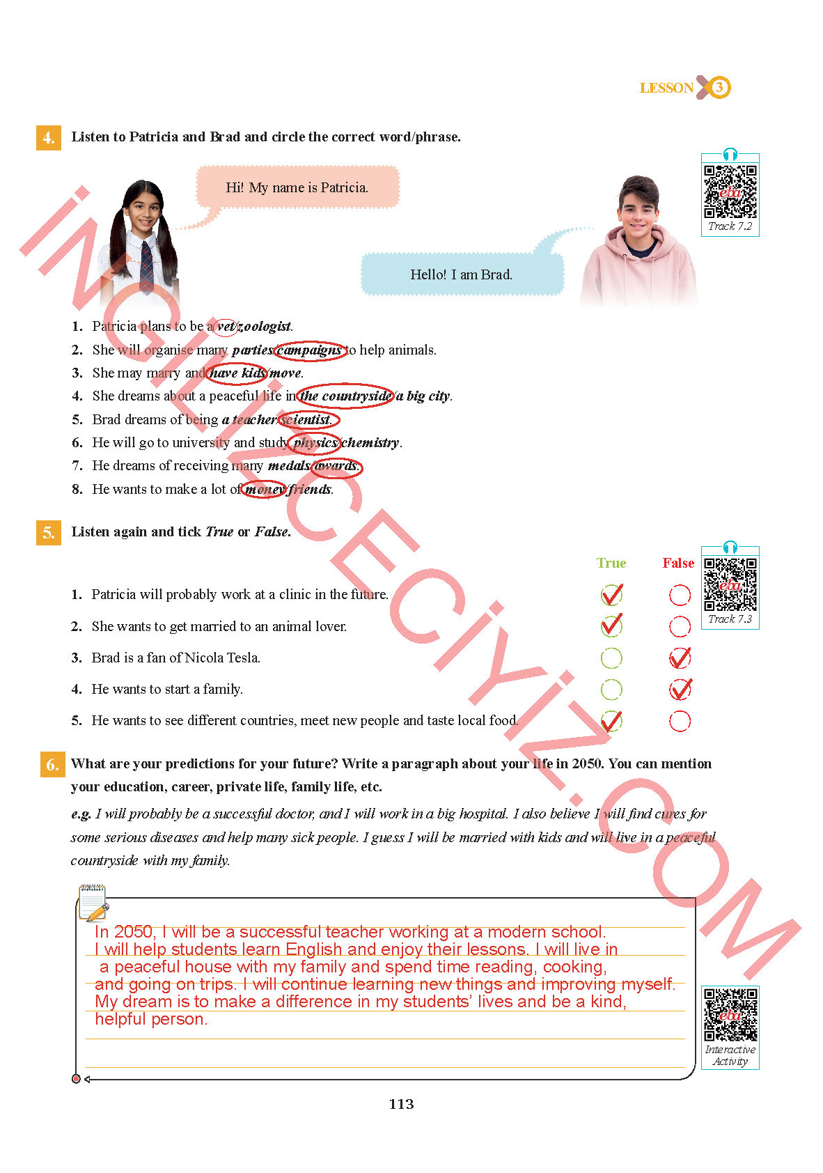 7. Sınıf Sdr İpekyolu Yayınları İngilizce Ders Kitabı Sayfa 113 Cevapları