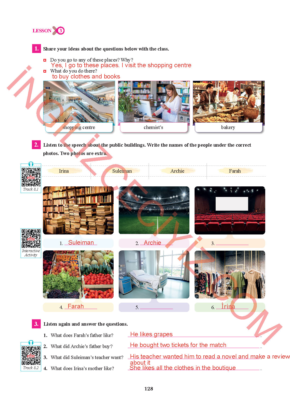 7. Sınıf Sdr İpekyolu Yayınları İngilizce Ders Kitabı Sayfa 128 Cevapları