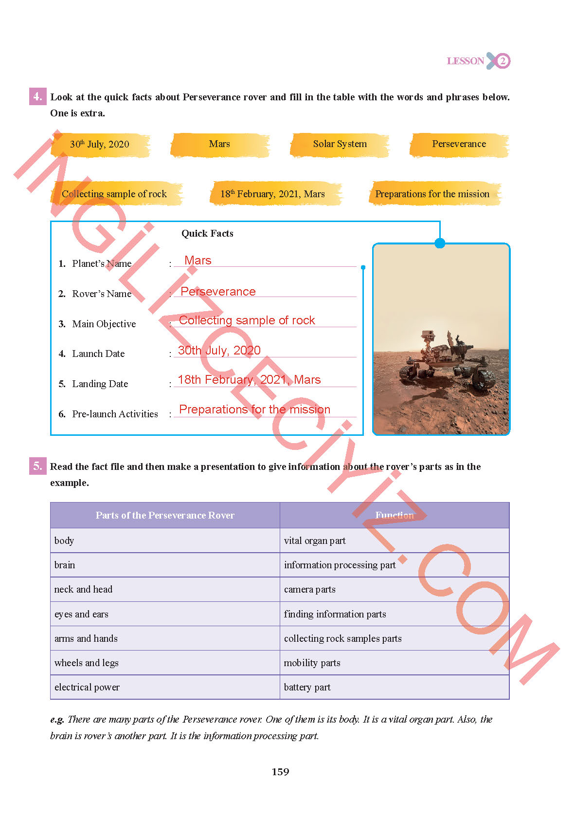 7. Sınıf Sdr İpekyolu Yayınları İngilizce Ders Kitabı Sayfa 159 Cevapları