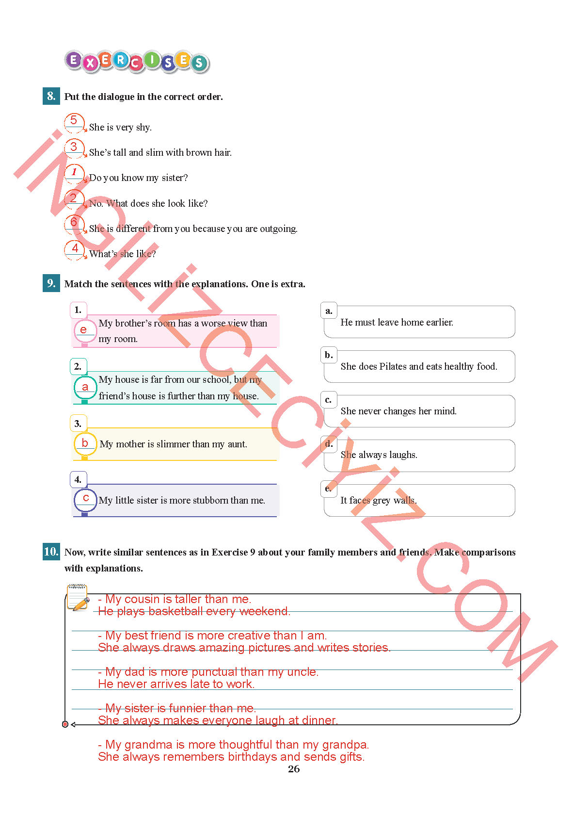 7. Sınıf Sdr İpekyolu Yayınları İngilizce Ders Kitabı Sayfa 26 Cevapları