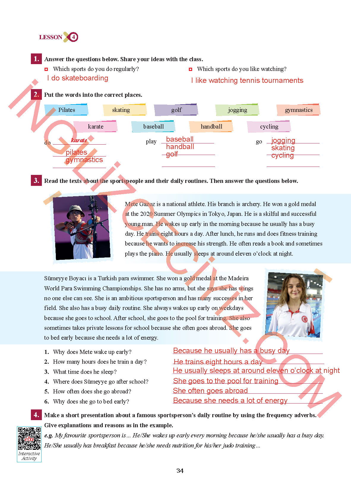 7. Sınıf Sdr İpekyolu Yayınları İngilizce Ders Kitabı Sayfa 34 Cevapları