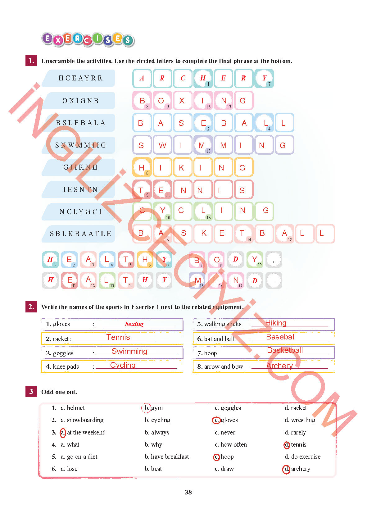 7. Sınıf Sdr İpekyolu Yayınları İngilizce Ders Kitabı Sayfa 38 Cevapları