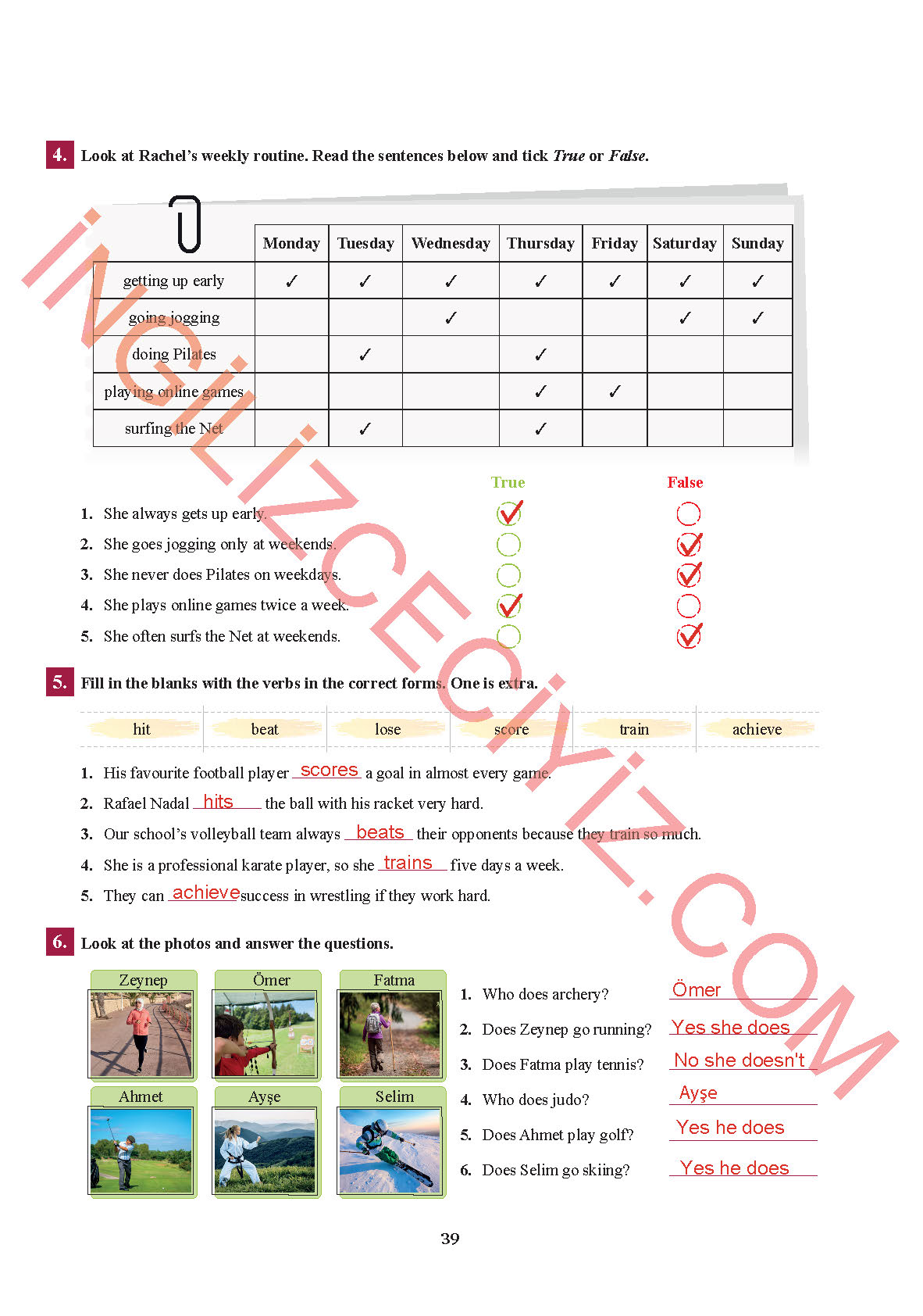 7. Sınıf Sdr İpekyolu Yayınları İngilizce Ders Kitabı Sayfa 39 Cevapları