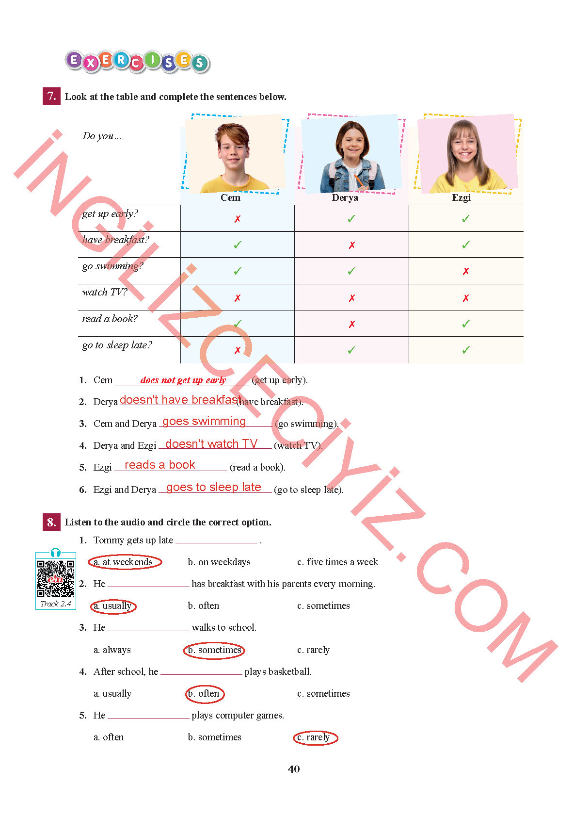 7. Sınıf Sdr İpekyolu Yayınları İngilizce Ders Kitabı Sayfa 40 Cevapları