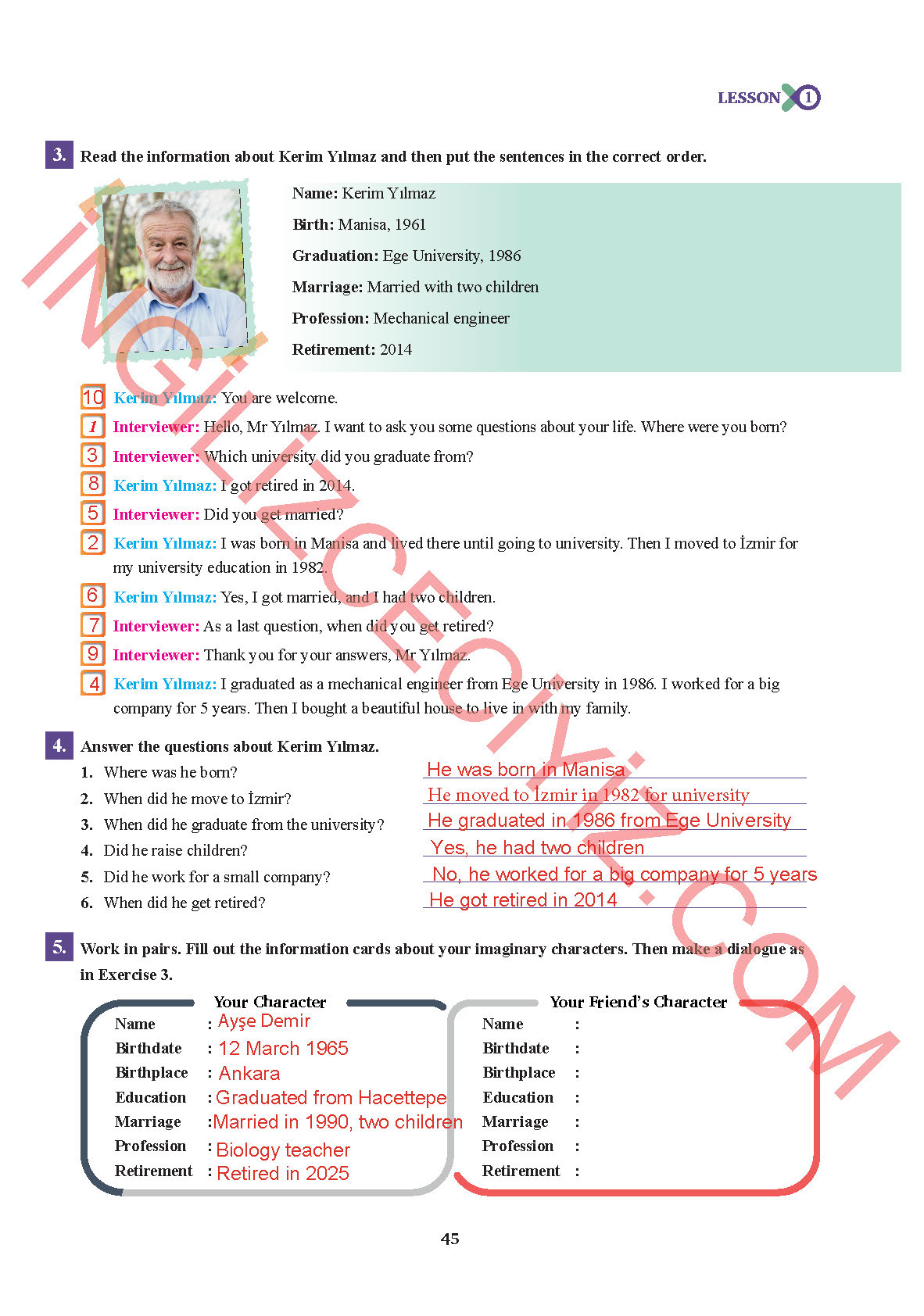 7. Sınıf Sdr İpekyolu Yayınları İngilizce Ders Kitabı Sayfa 45 Cevapları