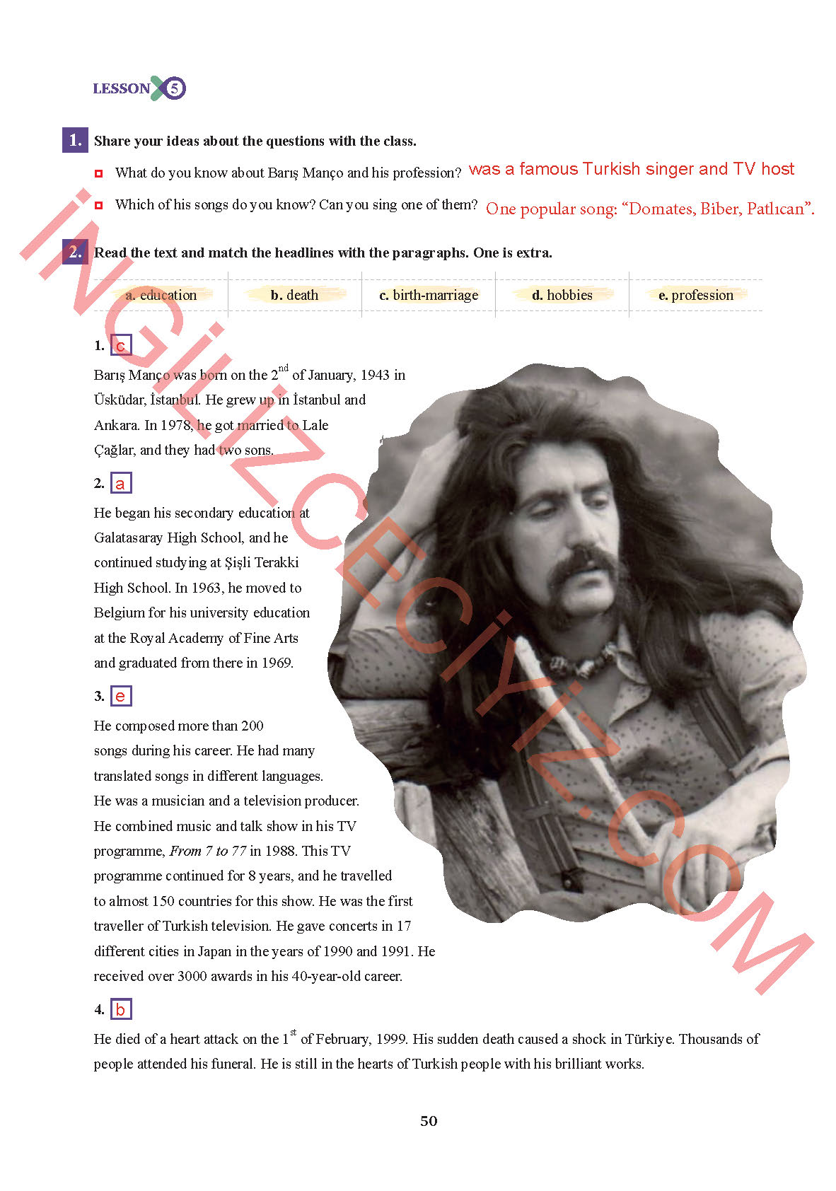 7. Sınıf Sdr İpekyolu Yayınları İngilizce Ders Kitabı Sayfa 50 Cevapları