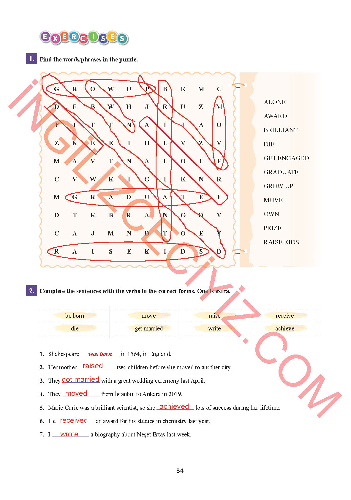 7. Sınıf Sdr İpekyolu Yayınları İngilizce Ders Kitabı Sayfa 54 Cevapları