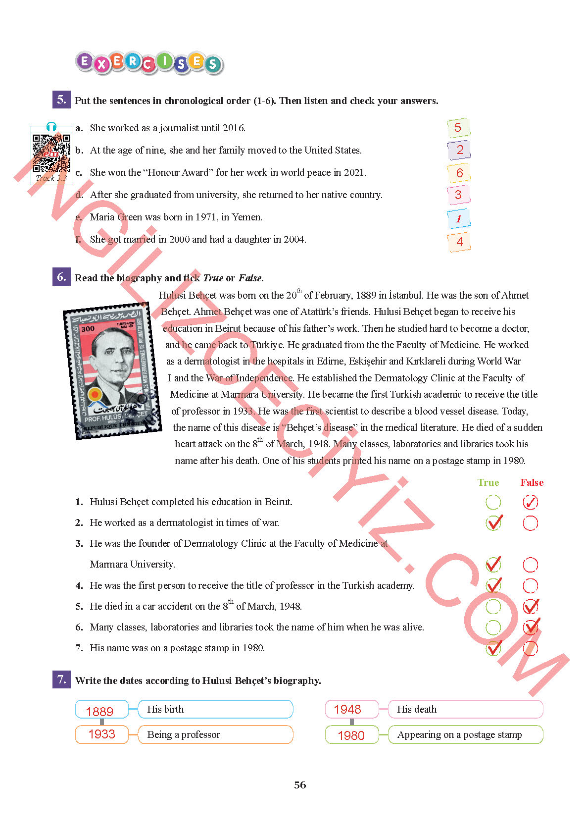 7. Sınıf Sdr İpekyolu Yayınları İngilizce Ders Kitabı Sayfa 56 Cevapları