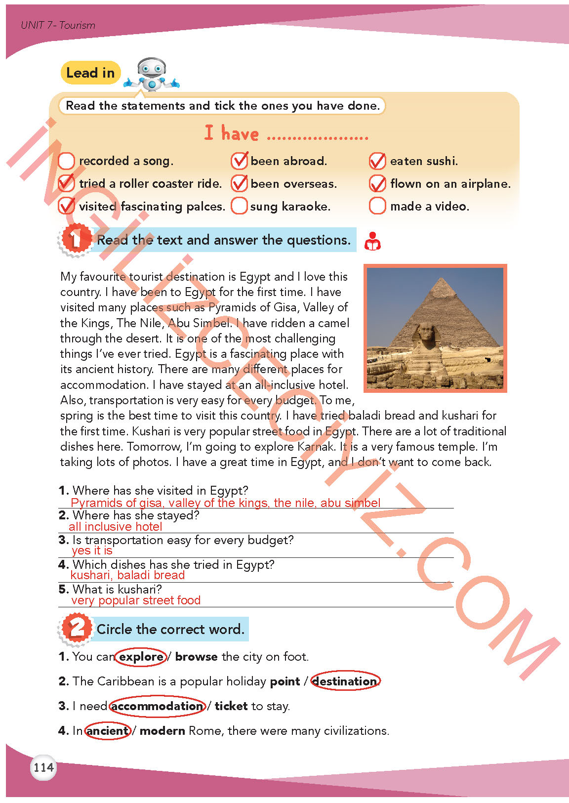 8. Sınıf Meb Yayınları İngilizce Ders Kitabı Sayfa 115 Cevapları