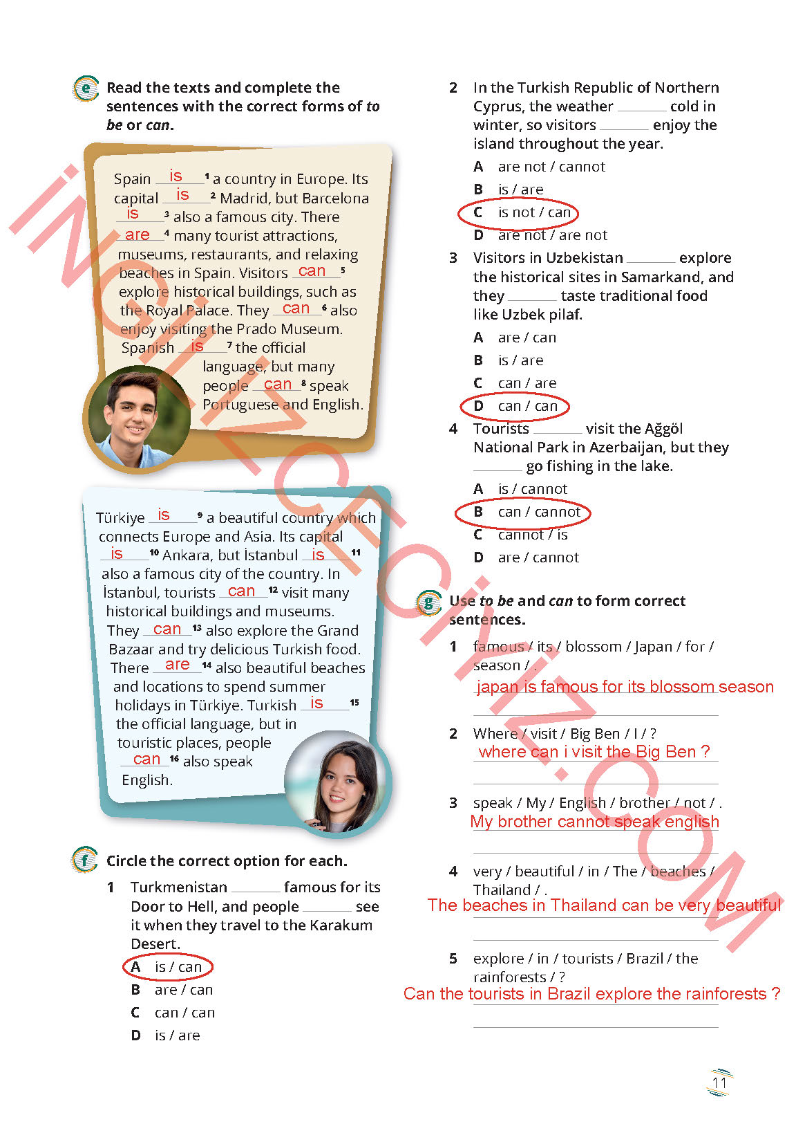 9. Sınıf Meb Yayınları İngilizce Çalışma Kitabı Sayfa 11 Cevapları