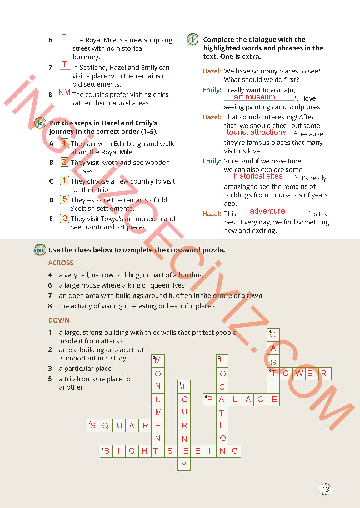 9. Sınıf Meb Yayınları İngilizce Çalışma Kitabı Sayfa 13 Cevapları
