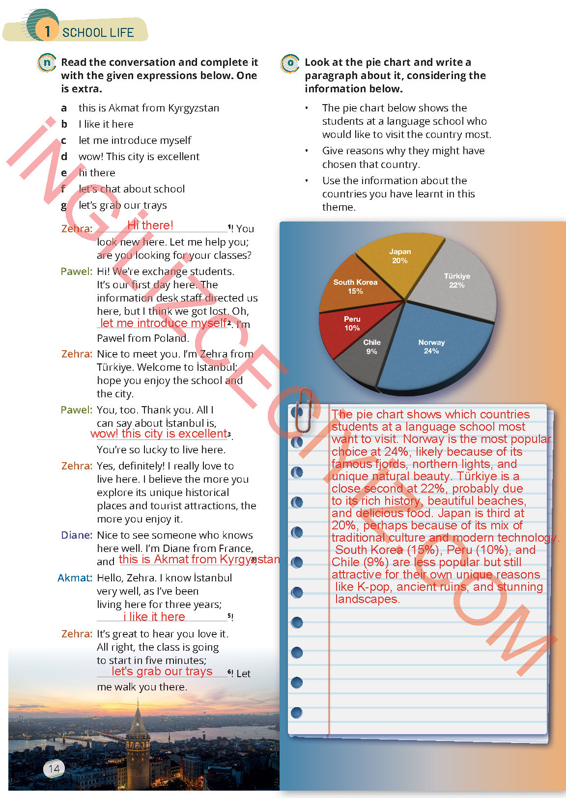 9. Sınıf Meb Yayınları İngilizce Çalışma Kitabı Sayfa 14 Cevapları