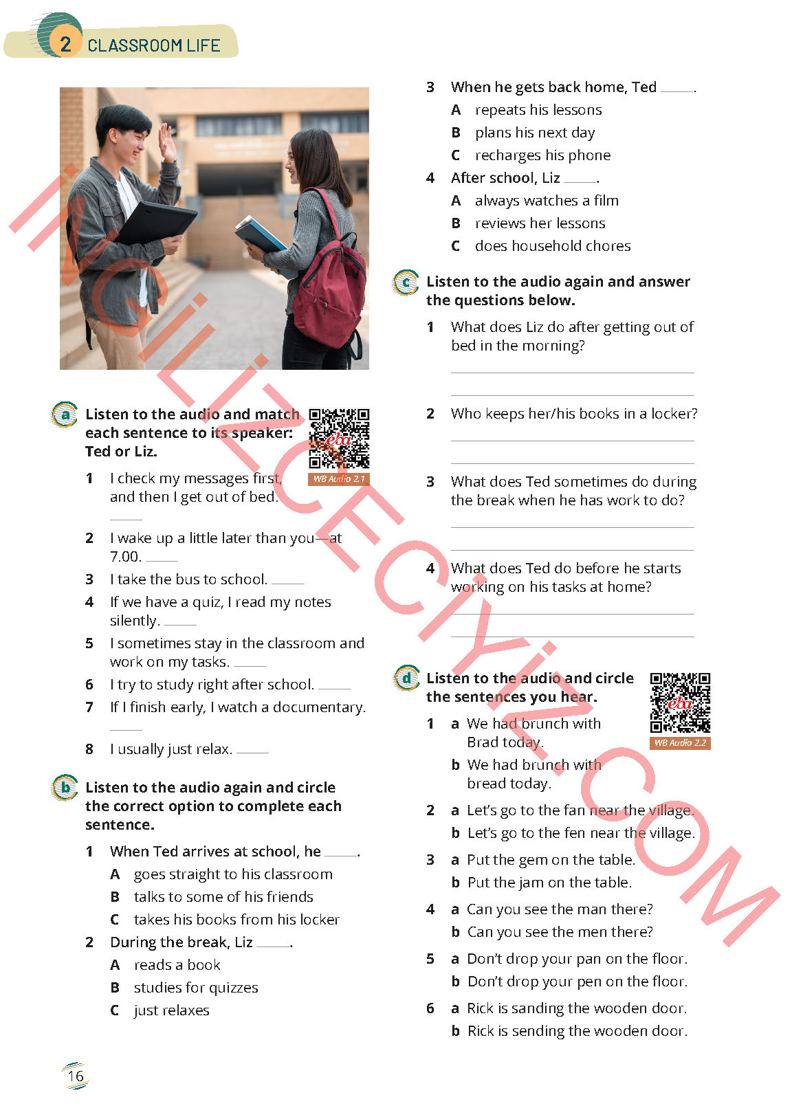 9. Sınıf Meb Yayınları İngilizce Çalışma Kitabı Sayfa 16 Cevapları