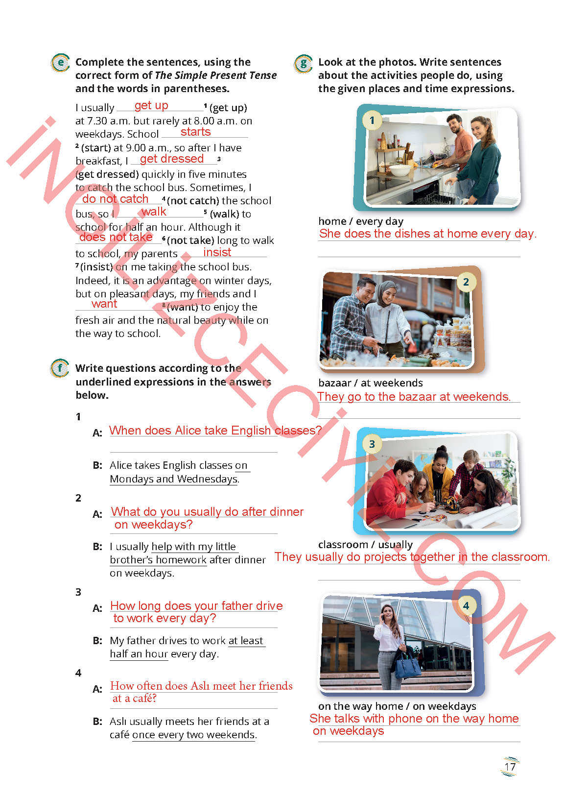 9. Sınıf Meb Yayınları İngilizce Çalışma Kitabı Sayfa 17 Cevapları