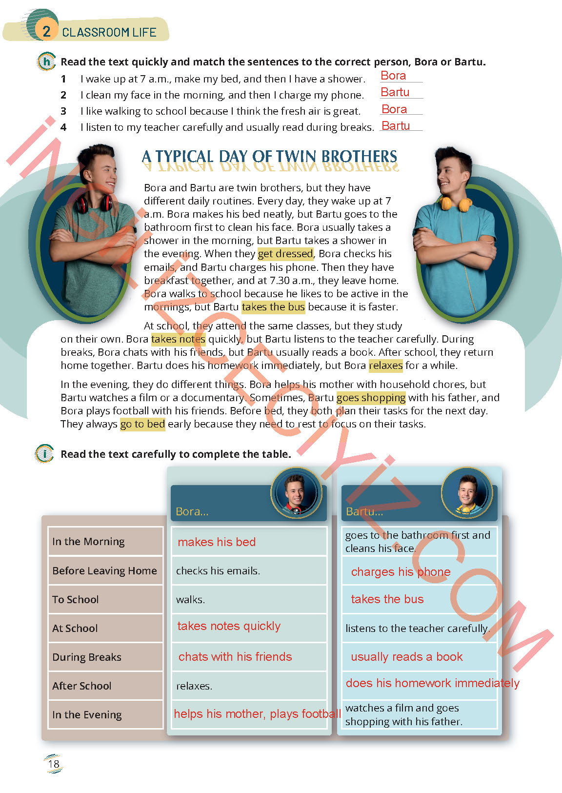 9. Sınıf Meb Yayınları İngilizce Çalışma Kitabı Sayfa 18 Cevapları