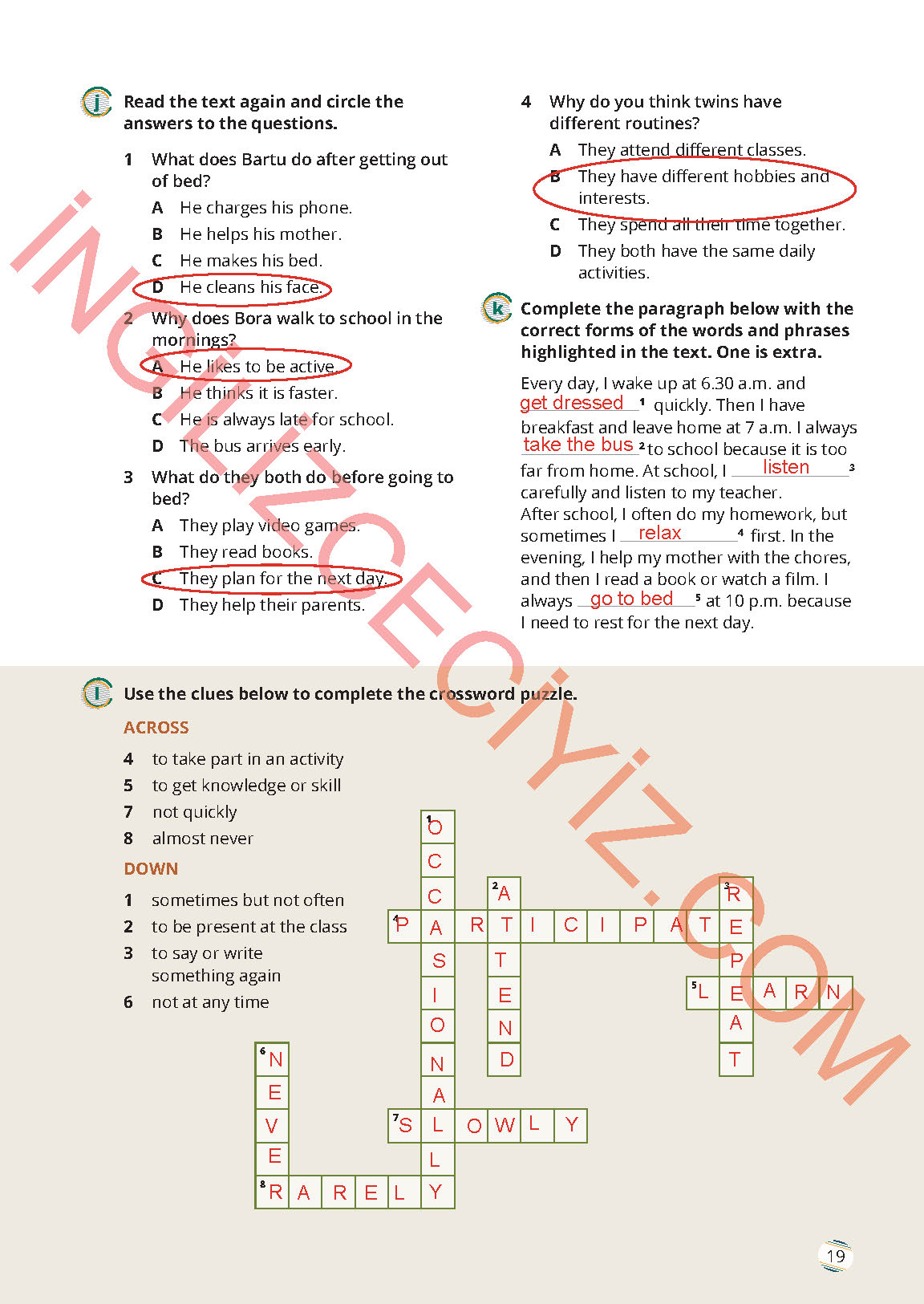 9. Sınıf Meb Yayınları İngilizce Çalışma Kitabı Sayfa 19 Cevapları