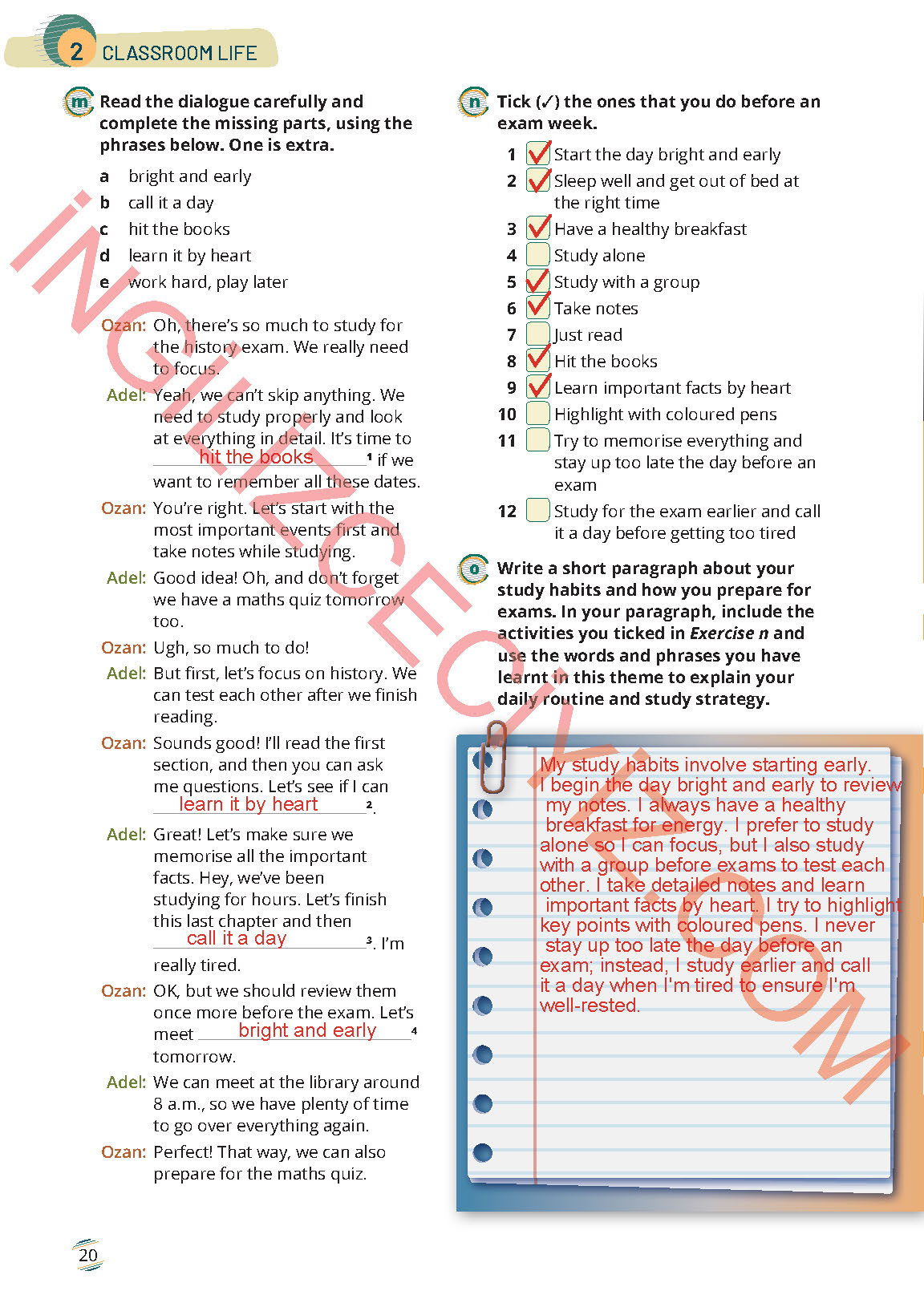 9. Sınıf Meb Yayınları İngilizce Çalışma Kitabı Sayfa 20 Cevapları