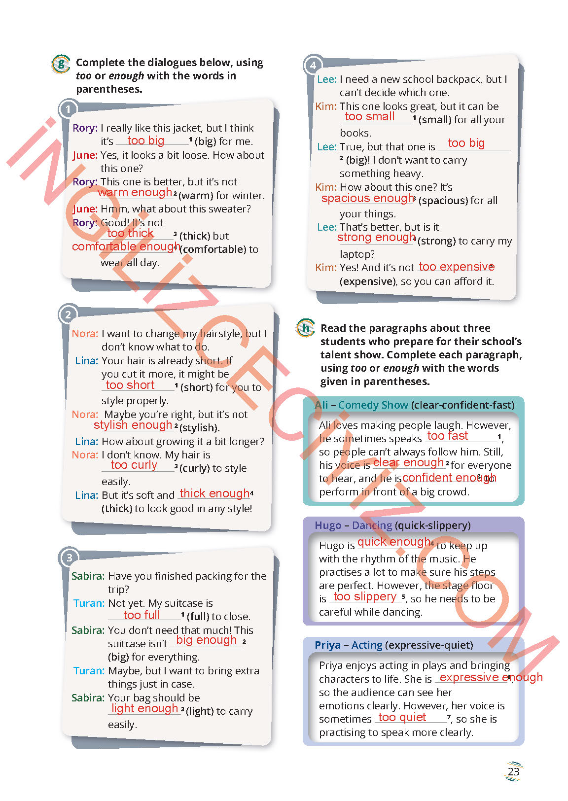 9. Sınıf Meb Yayınları İngilizce Çalışma Kitabı Sayfa 23 Cevapları