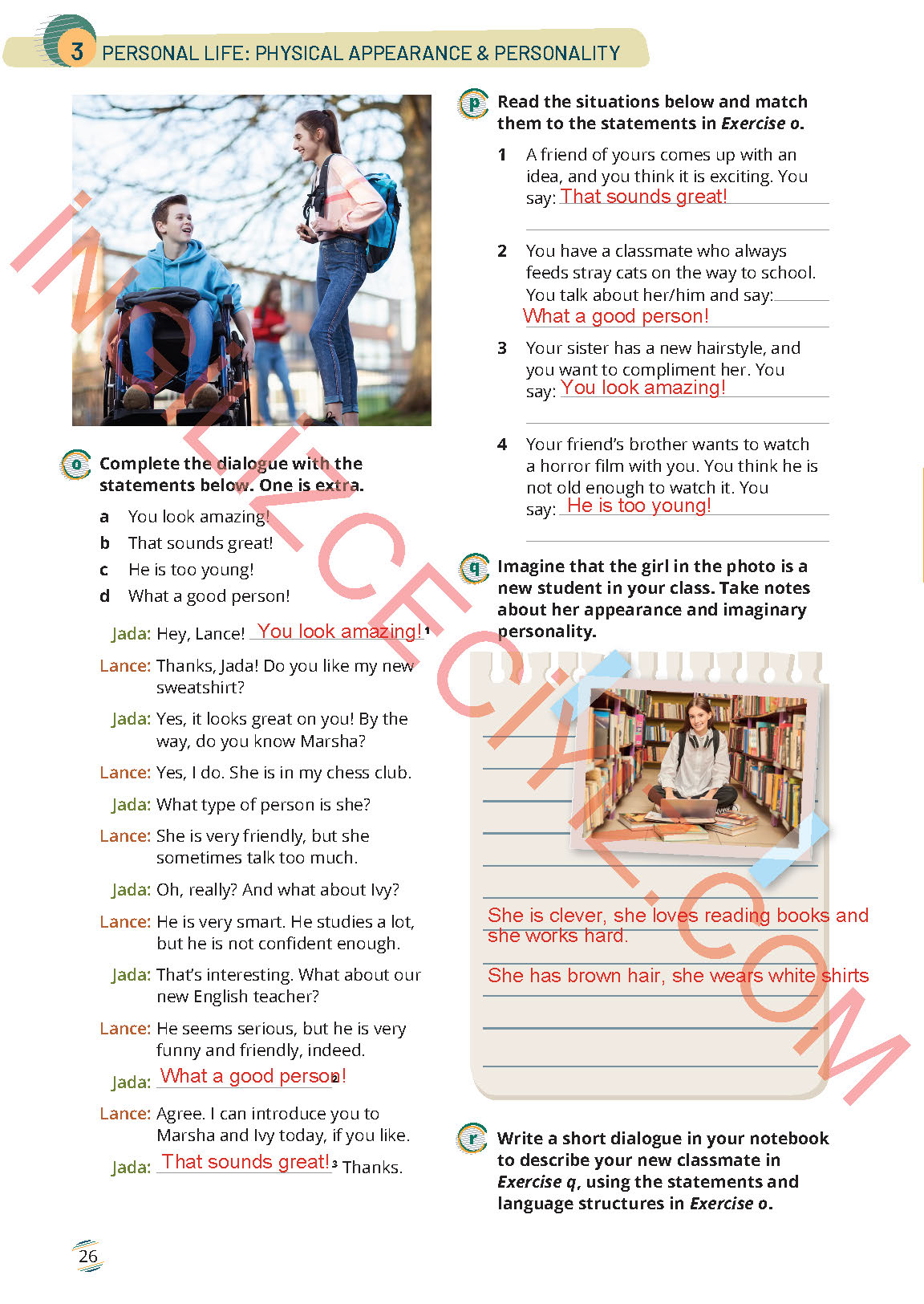 9. Sınıf Meb Yayınları İngilizce Çalışma Kitabı Sayfa 26 Cevapları