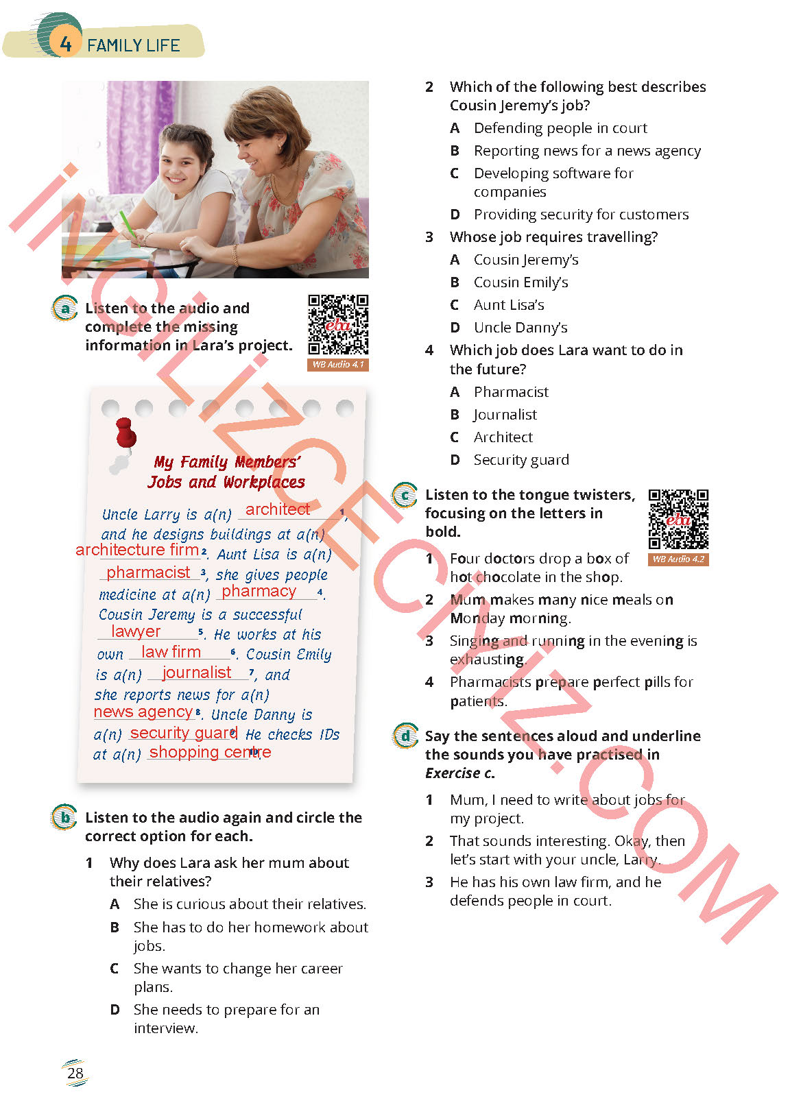 9. Sınıf Meb Yayınları İngilizce Çalışma Kitabı Sayfa 28 Cevapları