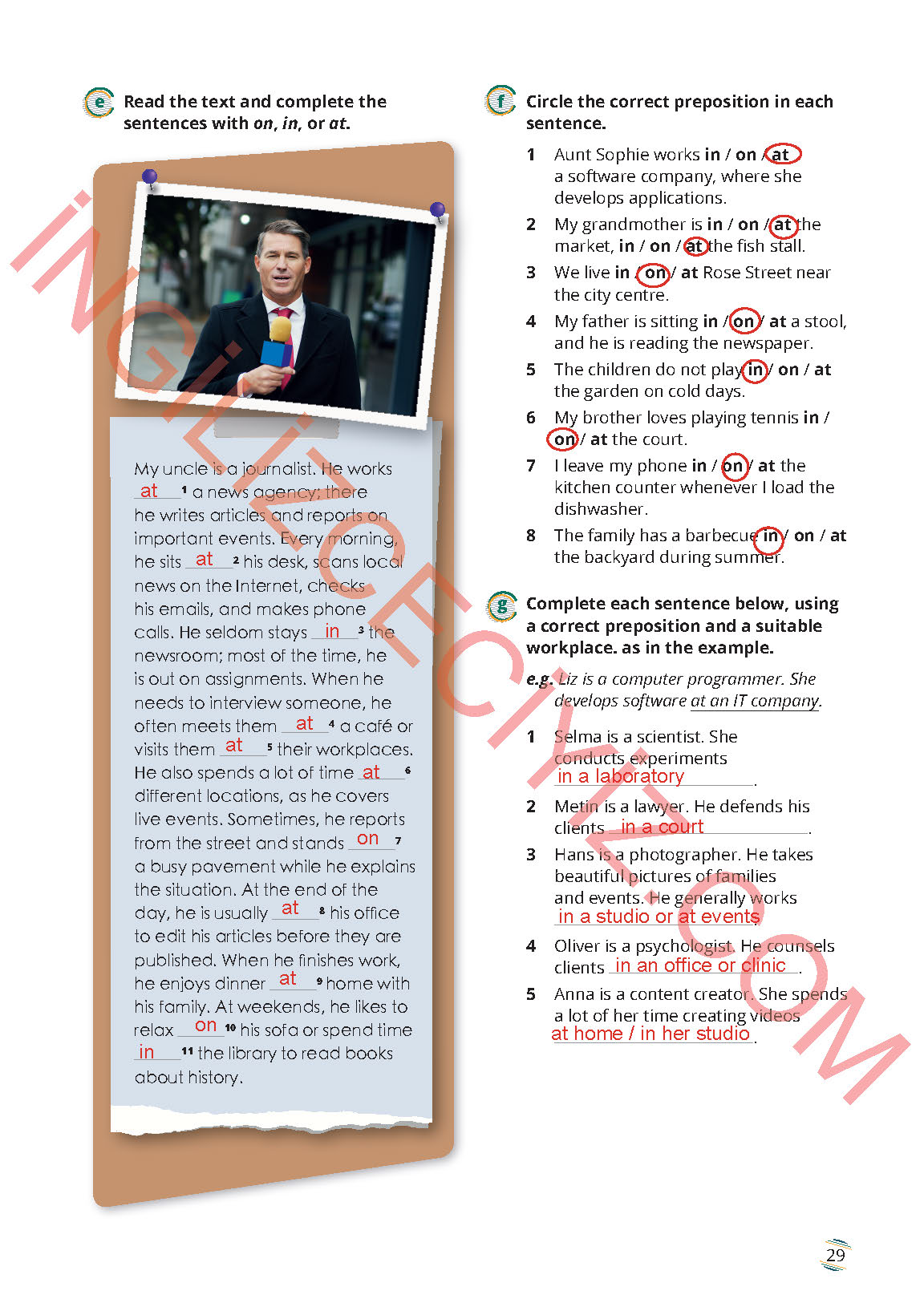 9. Sınıf Meb Yayınları İngilizce Çalışma Kitabı Sayfa 29 Cevapları