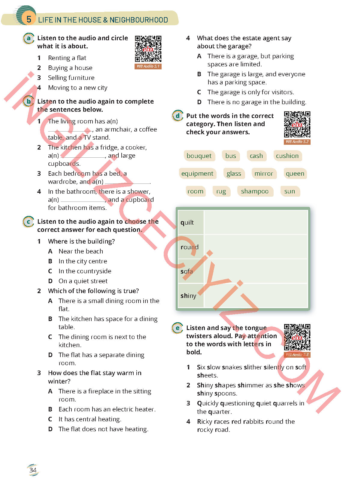 9. Sınıf Meb Yayınları İngilizce Çalışma Kitabı Sayfa 34 Cevapları