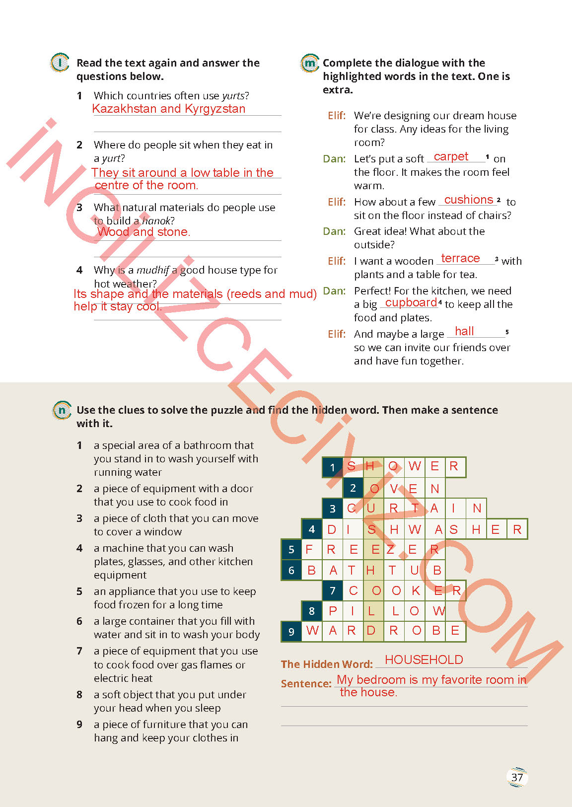 9. Sınıf Meb Yayınları İngilizce Çalışma Kitabı Sayfa 37 Cevapları