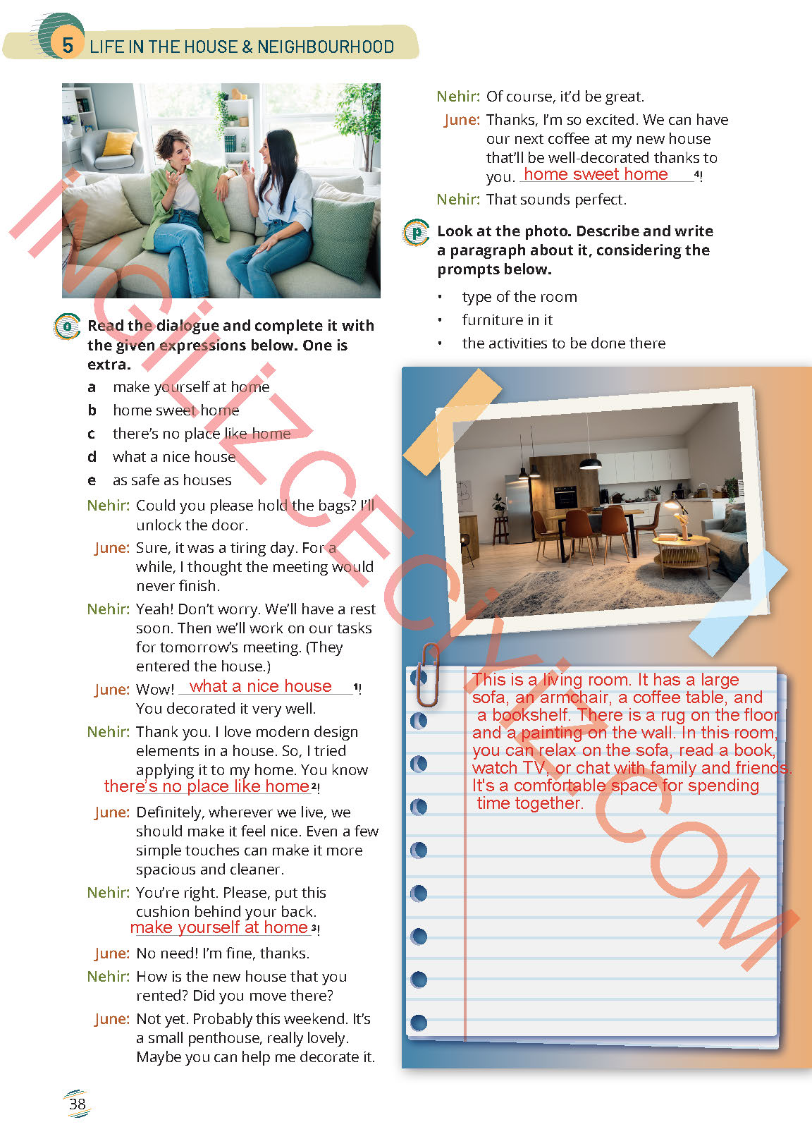 9. Sınıf Meb Yayınları İngilizce Çalışma Kitabı Sayfa 38 Cevapları