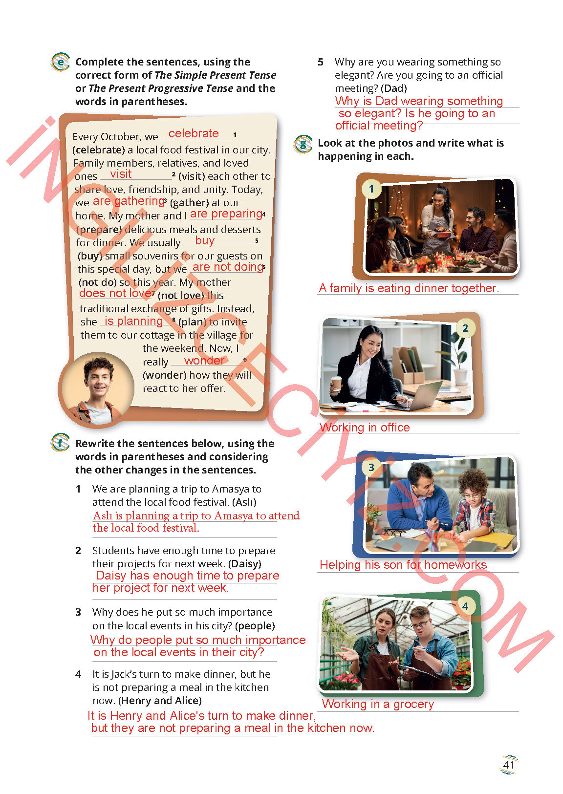 9. Sınıf Meb Yayınları İngilizce Çalışma Kitabı Sayfa 41 Cevapları