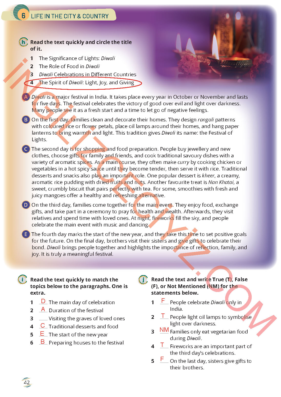 9. Sınıf Meb Yayınları İngilizce Çalışma Kitabı Sayfa 42 Cevapları