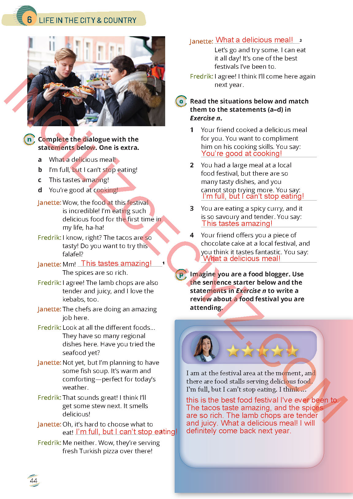 9. Sınıf Meb Yayınları İngilizce Çalışma Kitabı Sayfa 44 Cevapları