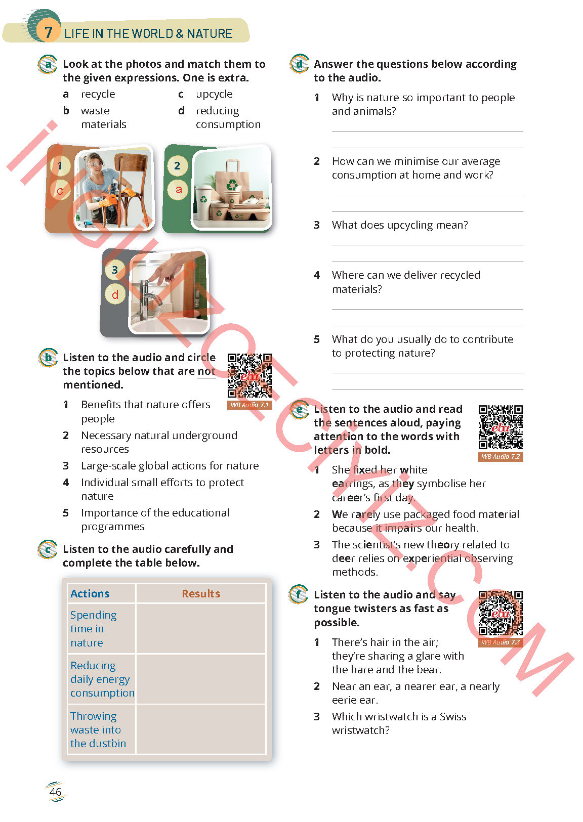 9. Sınıf Meb Yayınları İngilizce Çalışma Kitabı Sayfa 46 Cevapları