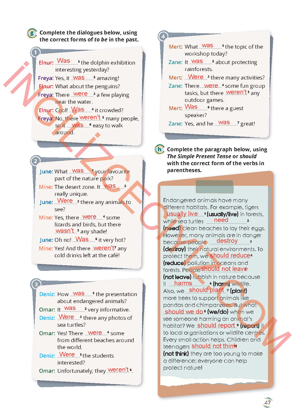 9. Sınıf Meb Yayınları İngilizce Çalışma Kitabı Sayfa 47 Cevapları