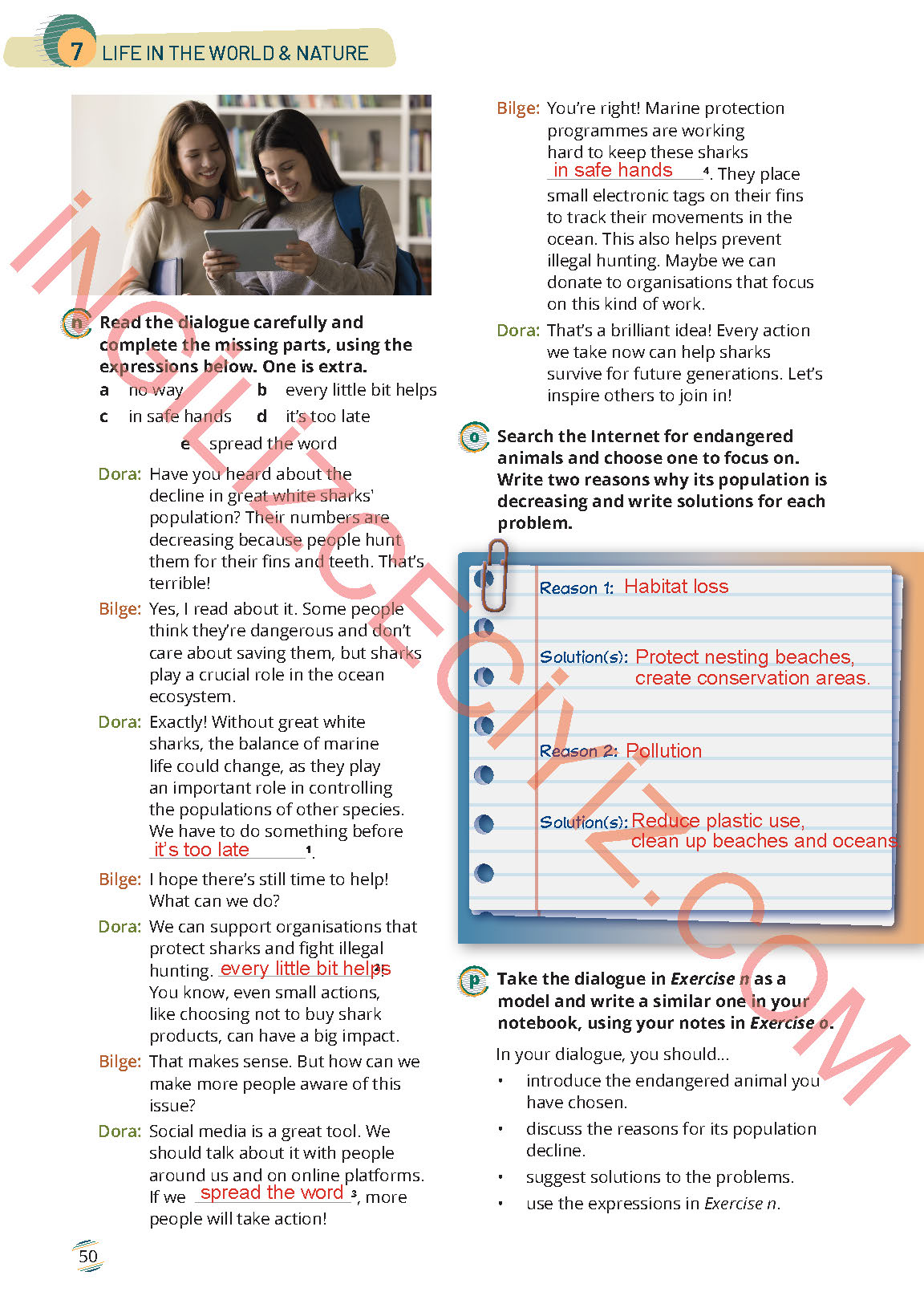 9. Sınıf Meb Yayınları İngilizce Çalışma Kitabı Sayfa 50 Cevapları