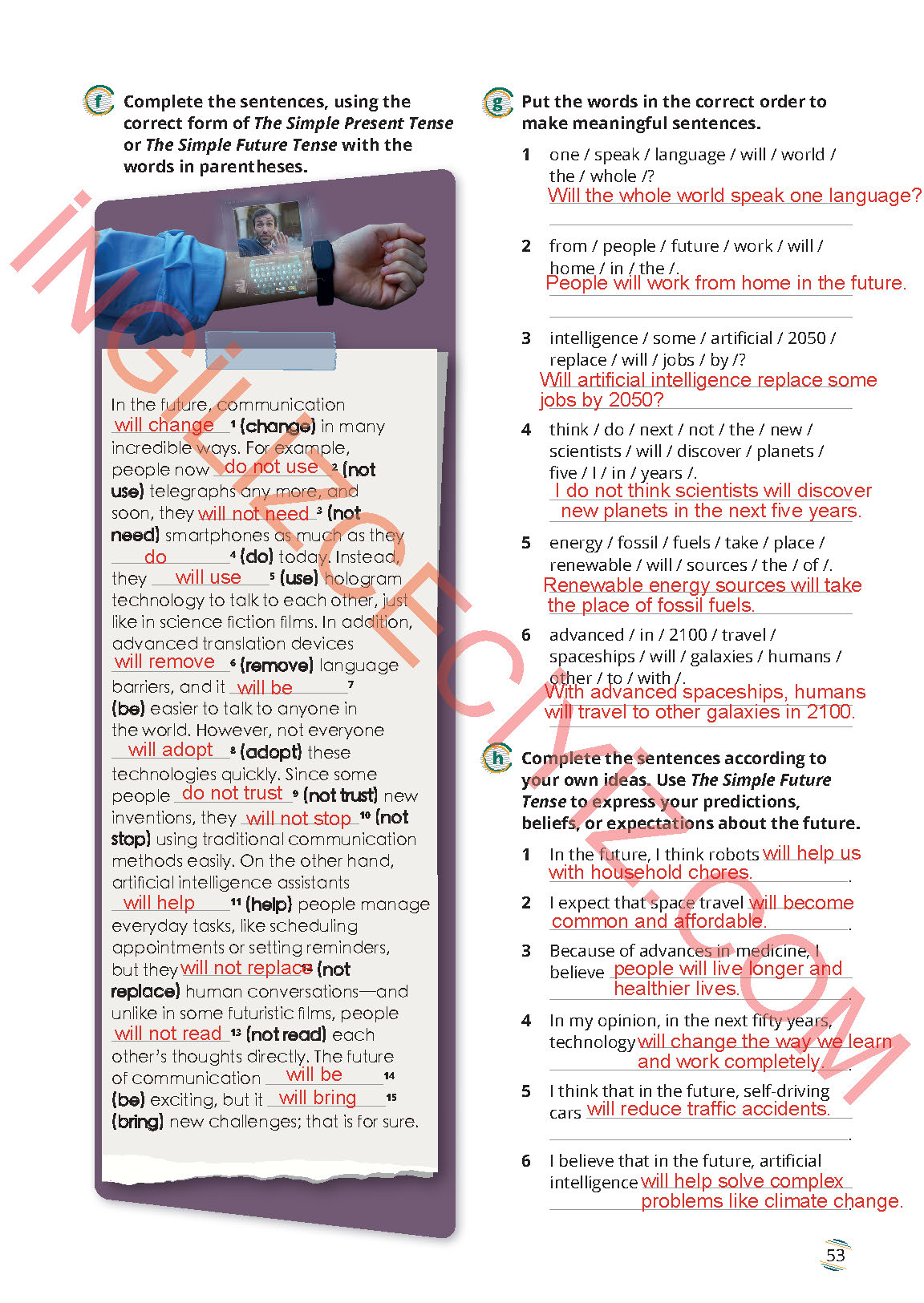 9. Sınıf Meb Yayınları İngilizce Çalışma Kitabı Sayfa 53 Cevapları